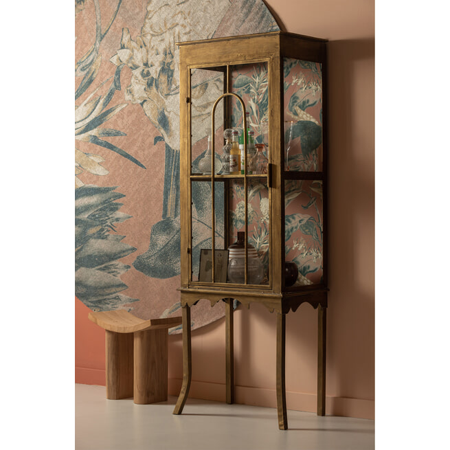 BePureHome Vitrinekast 'Bouquet' Metaal met print, kleur Antique Brass