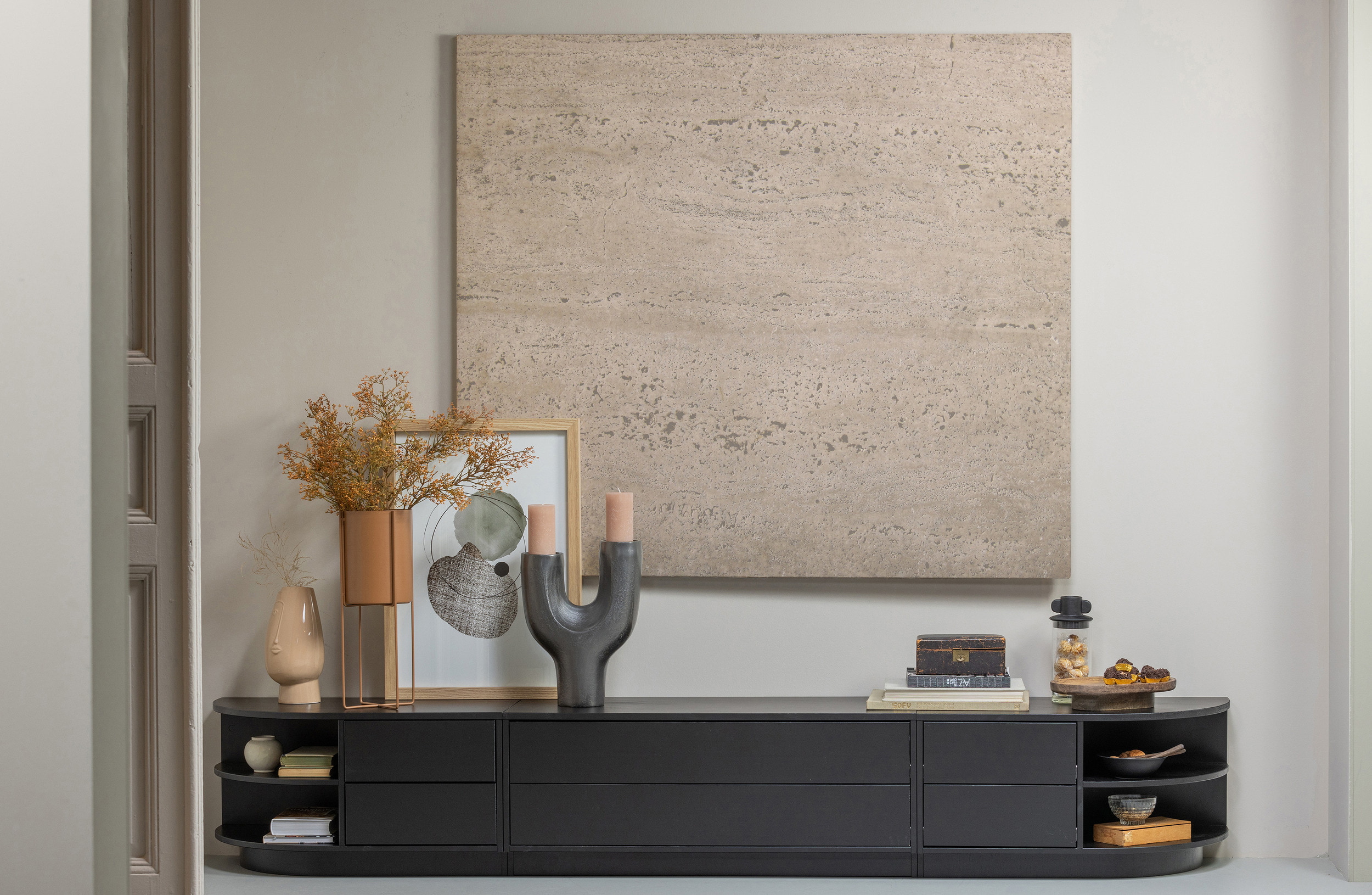 WOOOD TV-meubel 'Finca' Rechts, Mat zwart, 78cm