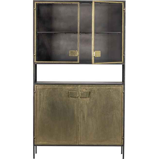 BePureHome Vitrinekast 'Pack' 190 x 110cm, kleur Antique Brass