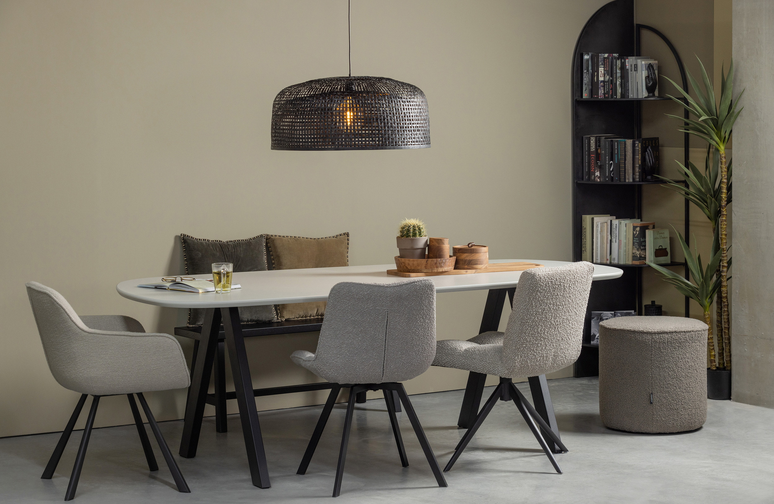 WOOOD Eetkamerbank 'Imme' Grenenhout 110cm, kleur Zwart