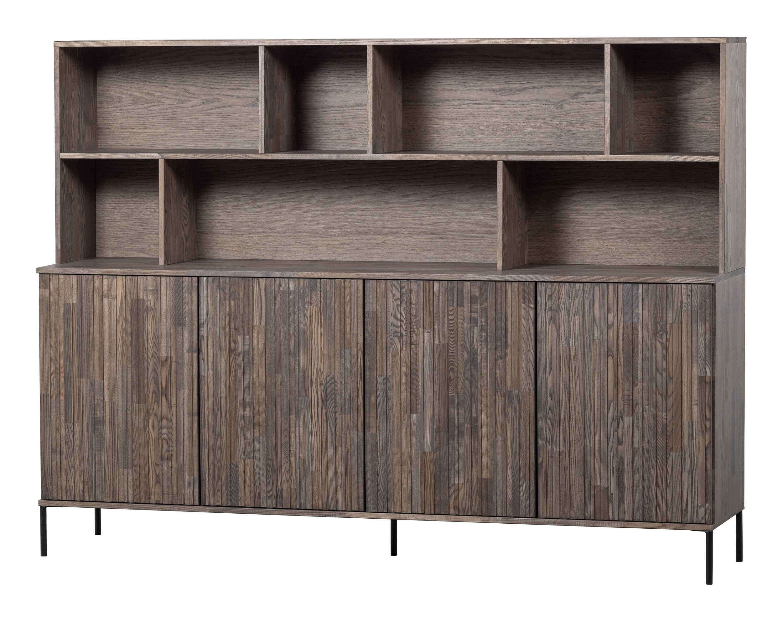 WOOOD Wandkast 'New Gravure' Essenhout, 200cm, kleur Espresso