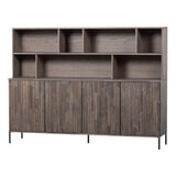 WOOOD Wandkast 'New Gravure' Essenhout, 200cm, kleur Espresso