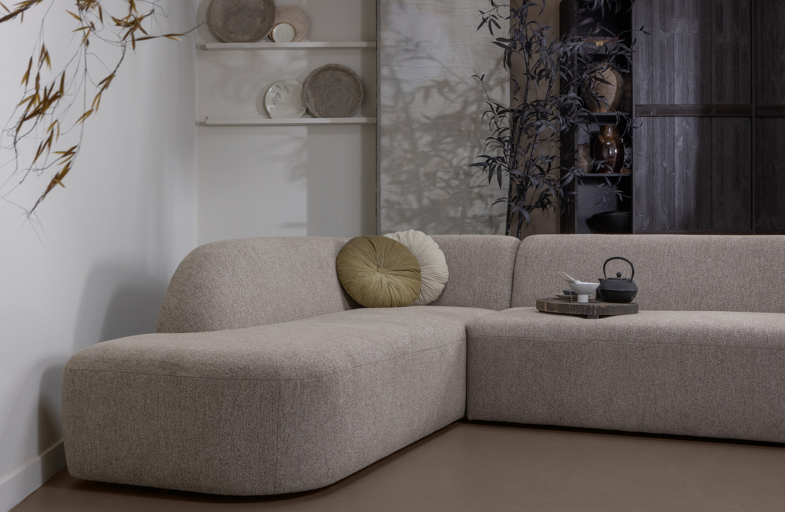 WOOOD Hoekbank 'Sloping' Links, kleur Naturel Melange