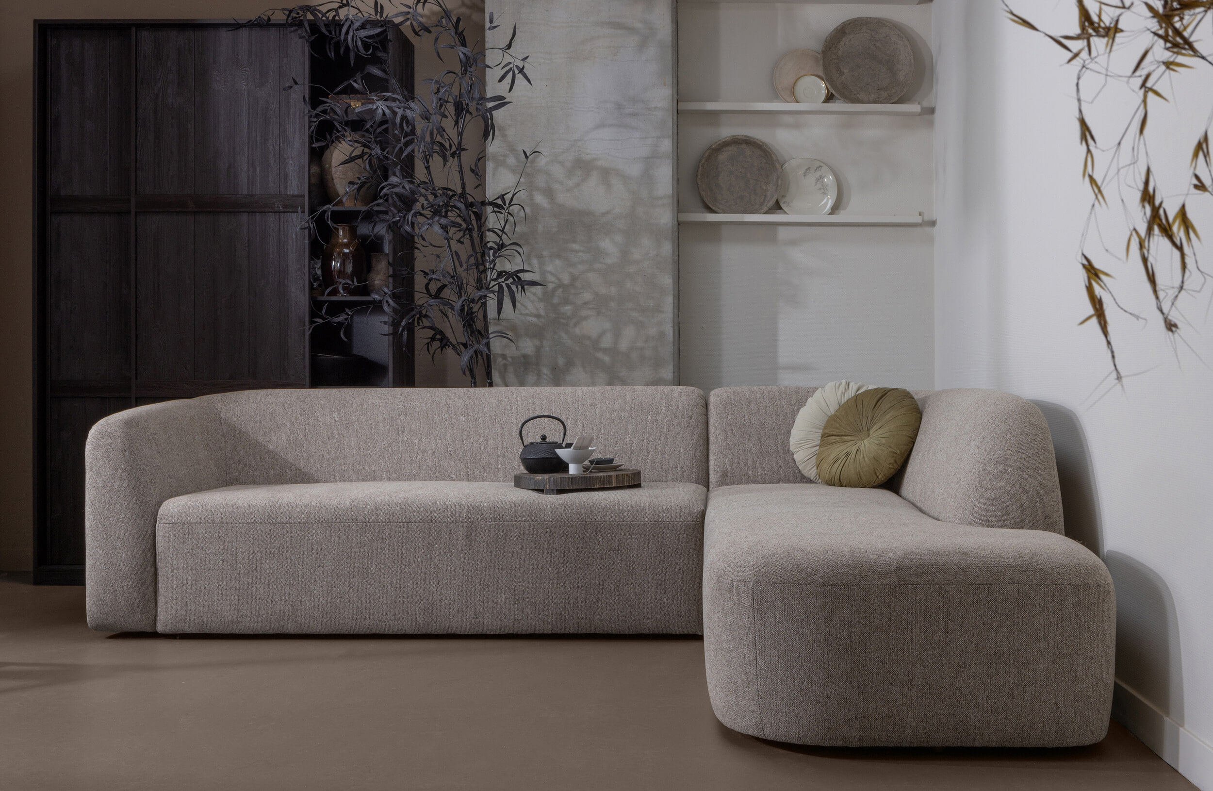 WOOOD Hoekbank 'Sloping' Rechts, kleur Naturel Melange