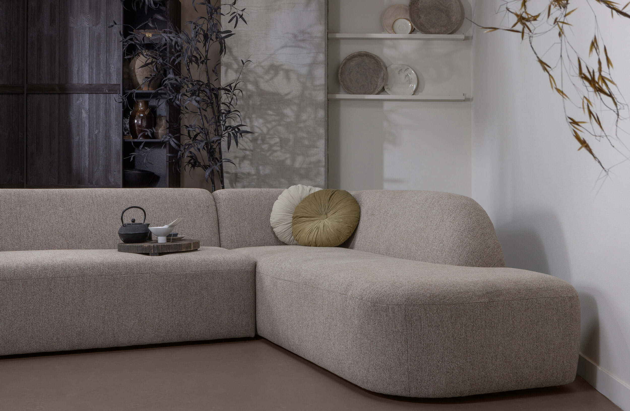 WOOOD Hoekbank 'Sloping' Rechts, kleur Naturel Melange