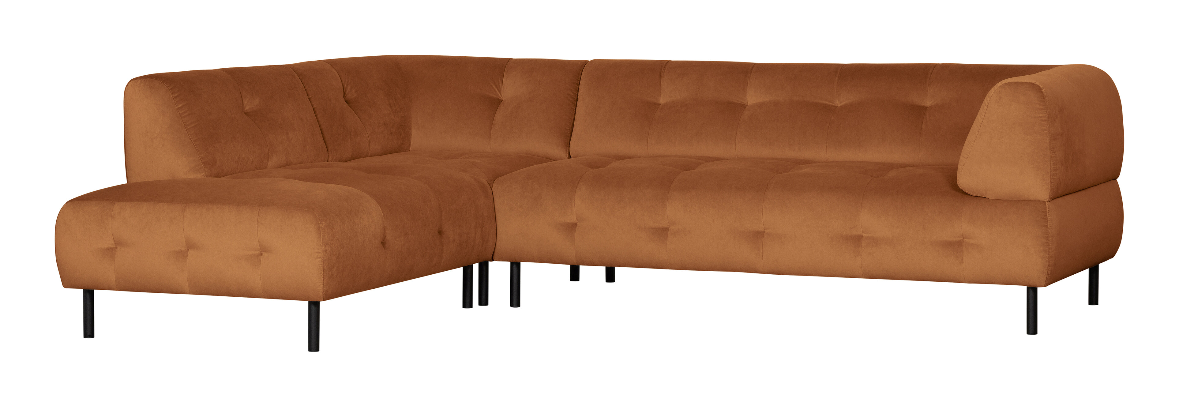 WOOOD Hoekbank 'Lloyd' Links, Velvet, kleur Cinnamon