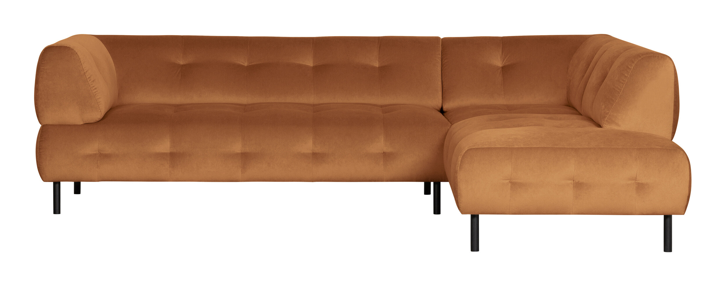 WOOOD Hoekbank 'Lloyd' Rechts, Velvet, kleur Cinnamon