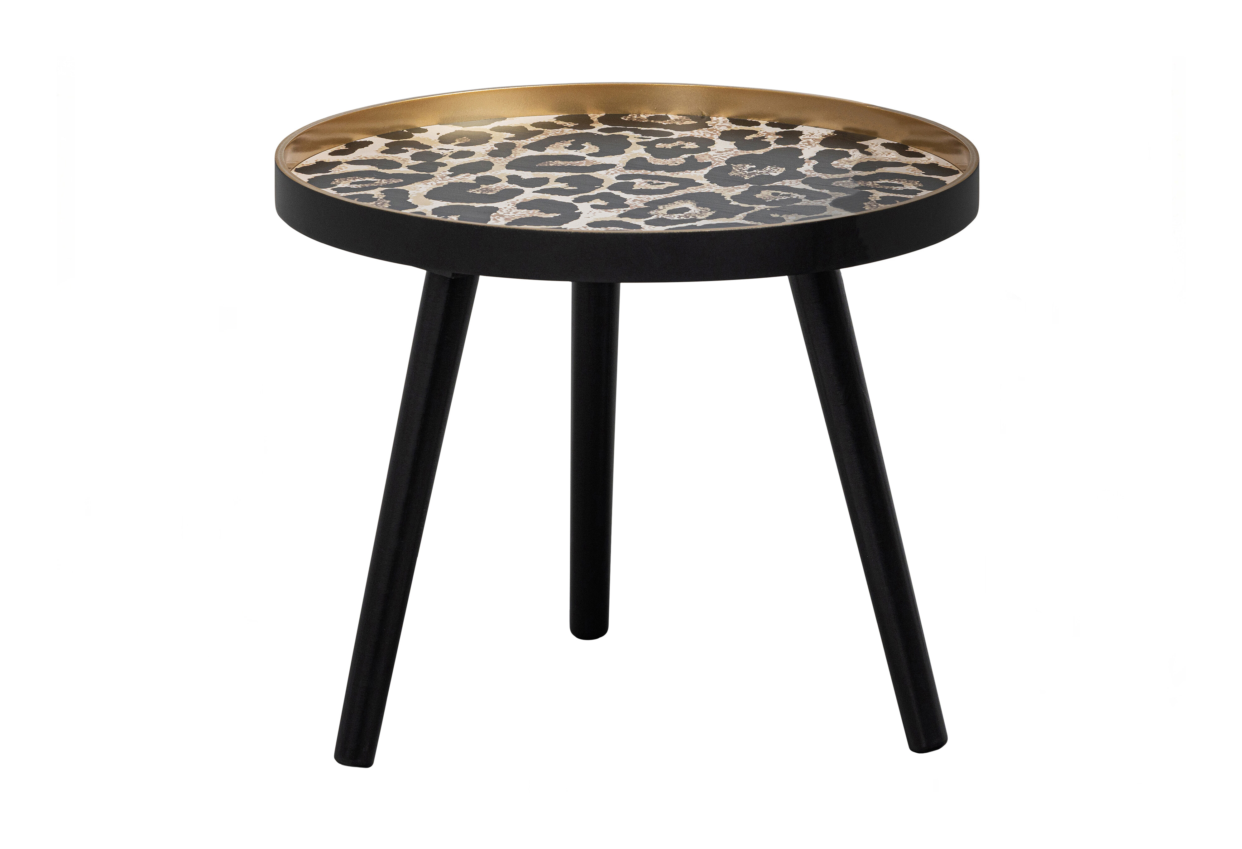 WOOOD Ronde Bijzettafel 'Esma' Panterprint, 41cm