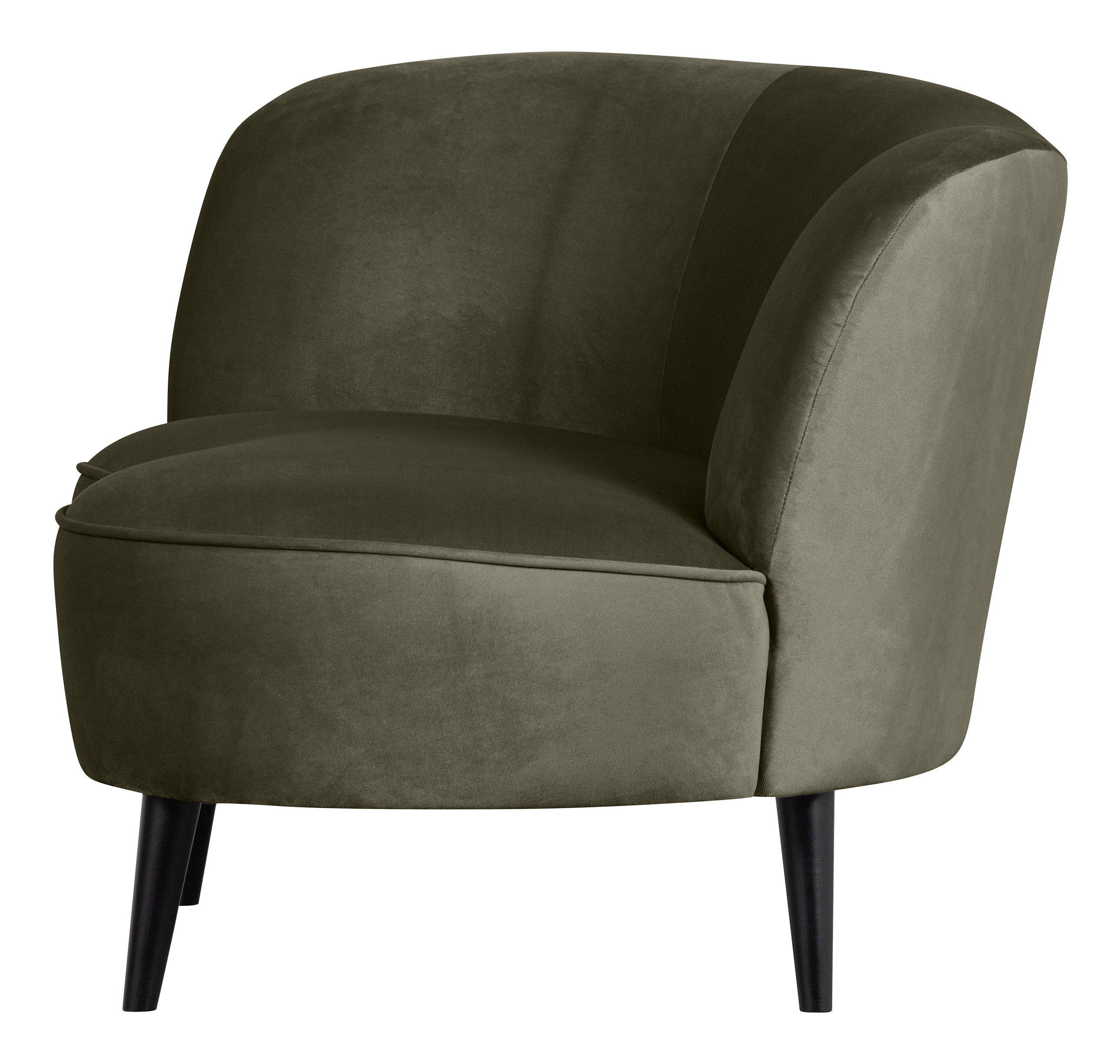 WOOOD Lounge Fauteuil 'Sara' Links, Velvet, kleur Warm Groen