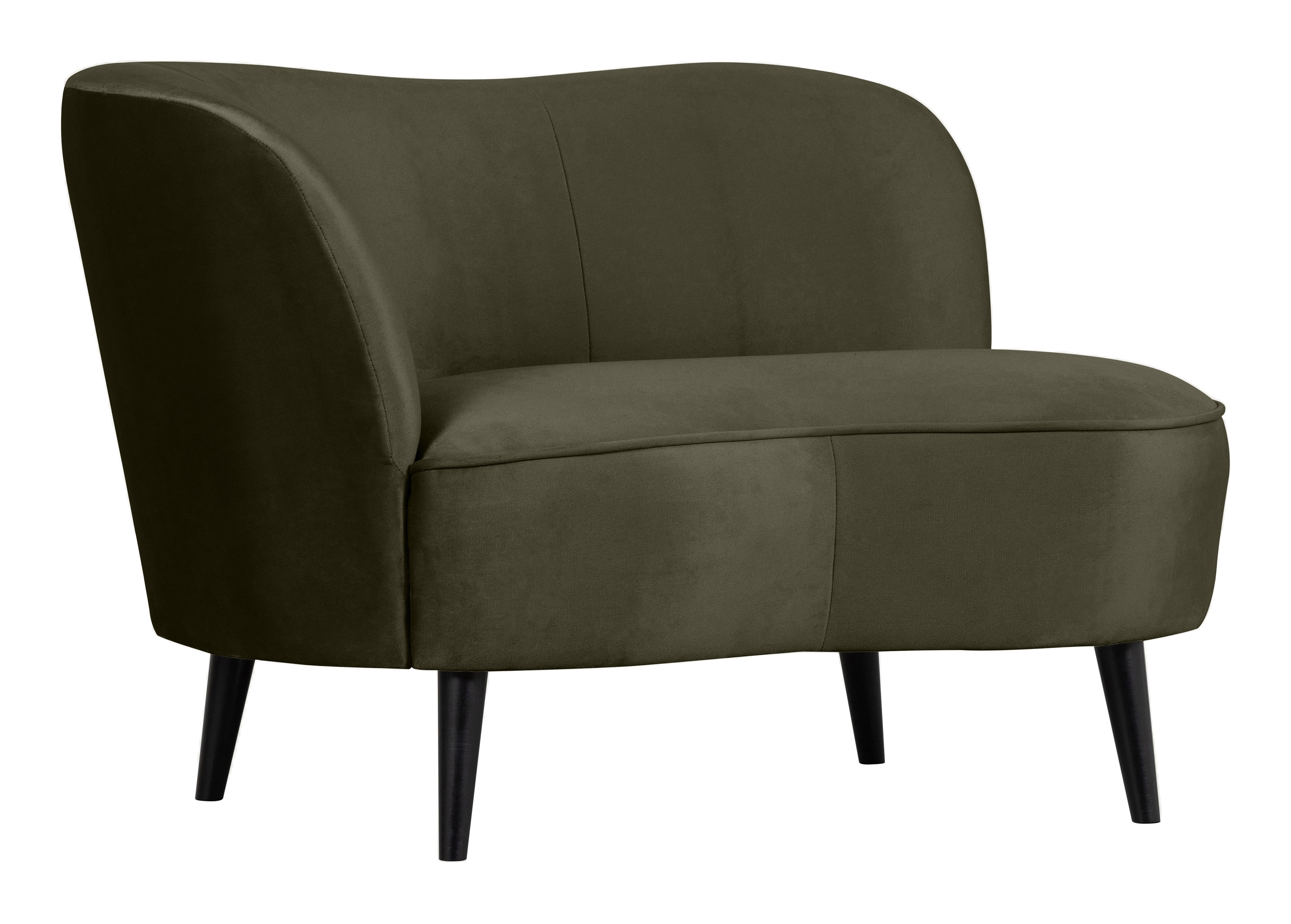 WOOOD Lounge Fauteuil 'Sara' Links, Velvet, kleur Warm Groen