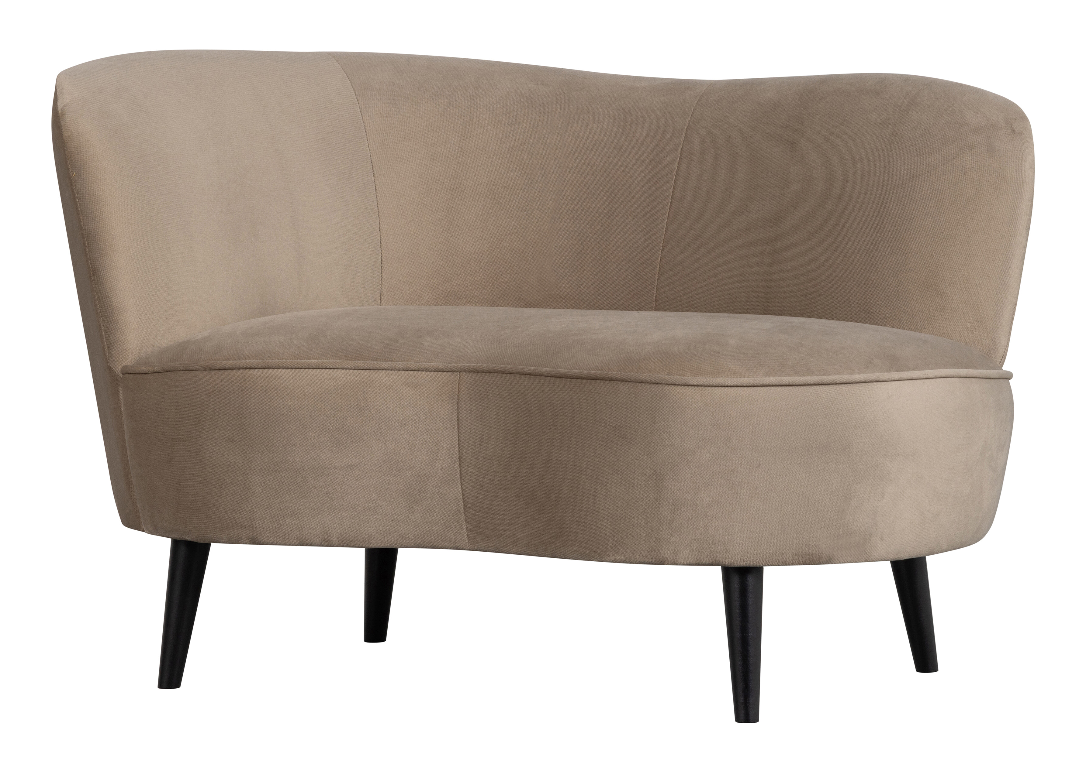 WOOOD Lounge Fauteuil 'Sara' Links, Velvet, kleur Khaki