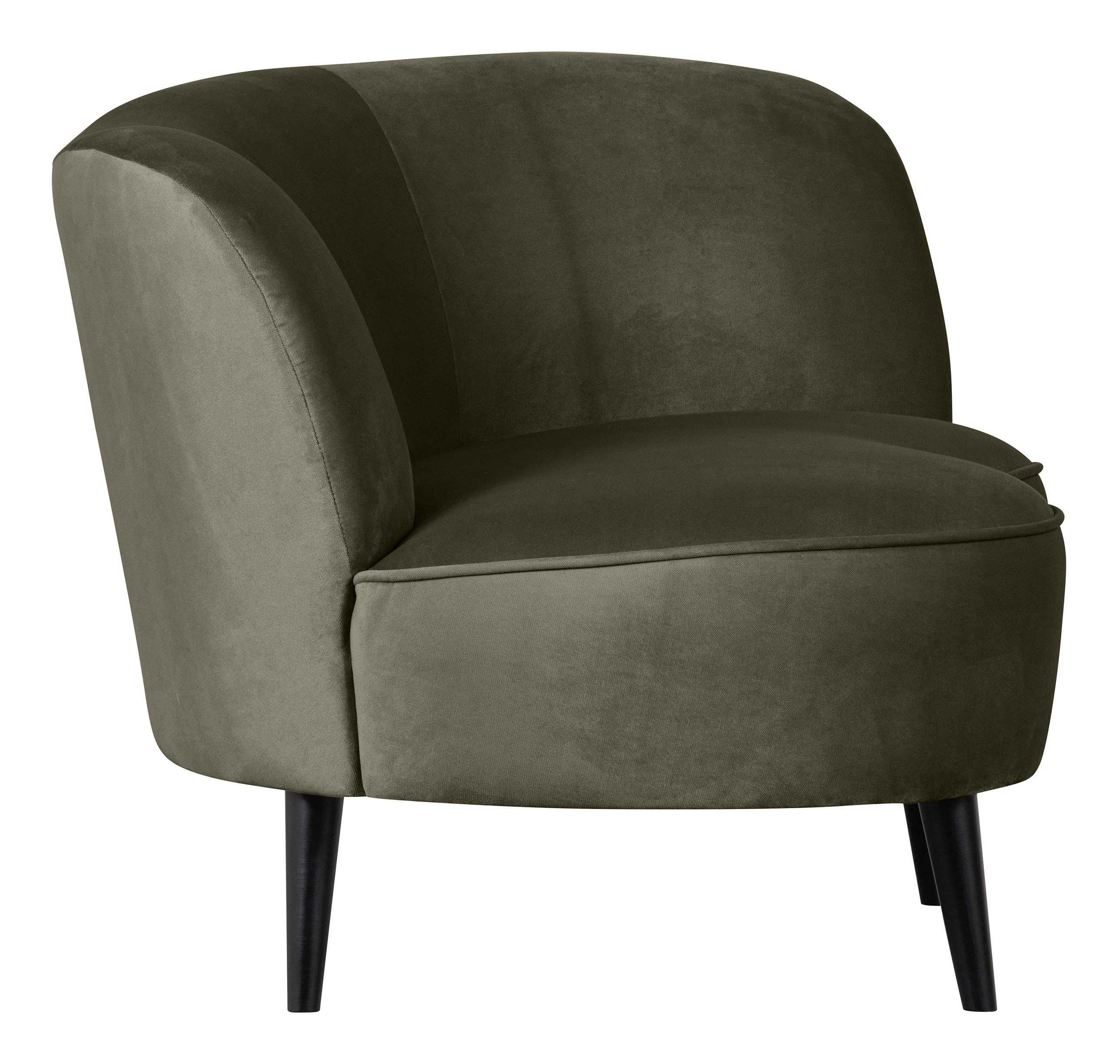 WOOOD Lounge Fauteuil 'Sara' Rechts, Velvet, kleur Warm Groen