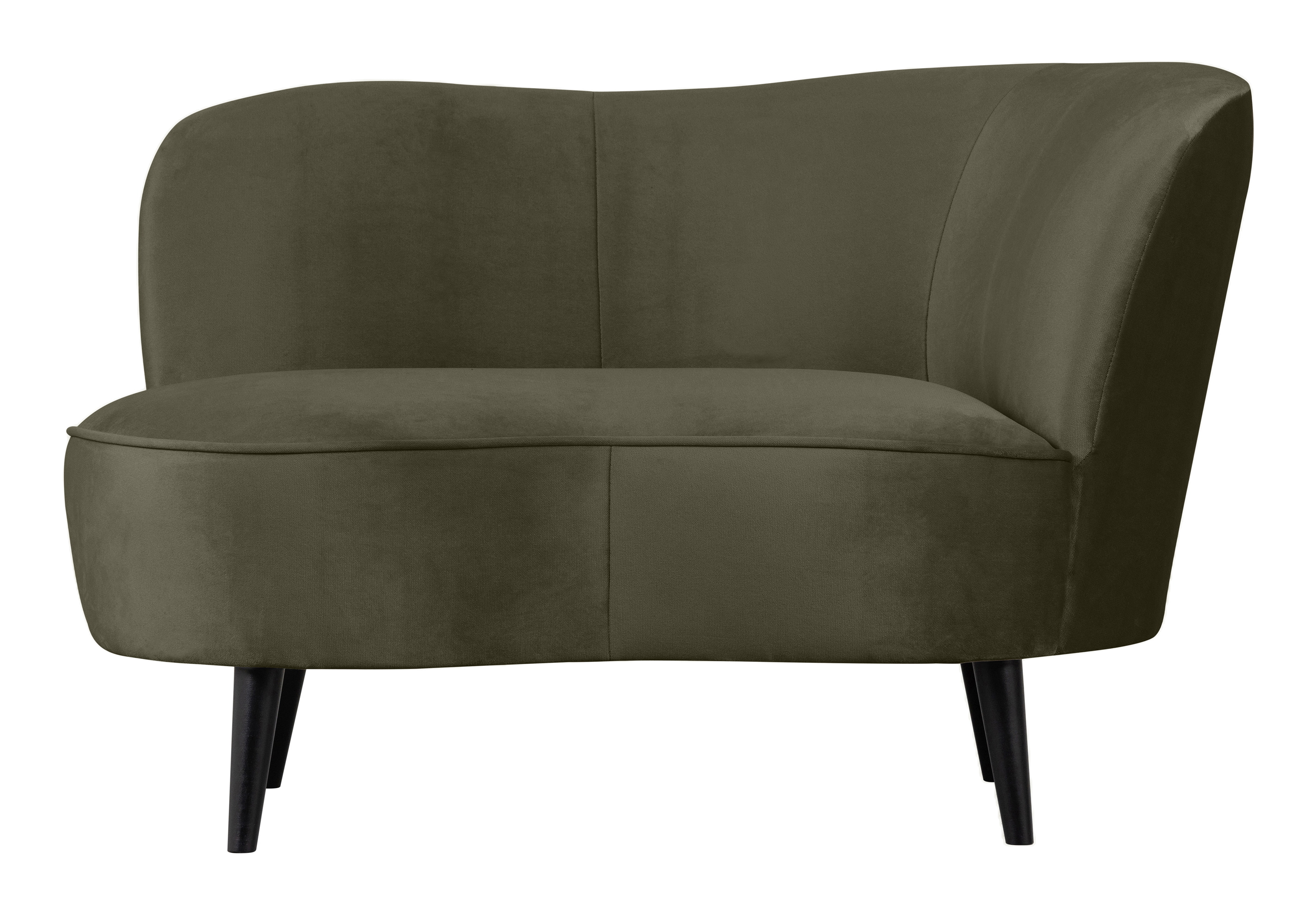 WOOOD Lounge Fauteuil 'Sara' Rechts, Velvet, kleur Warm Groen