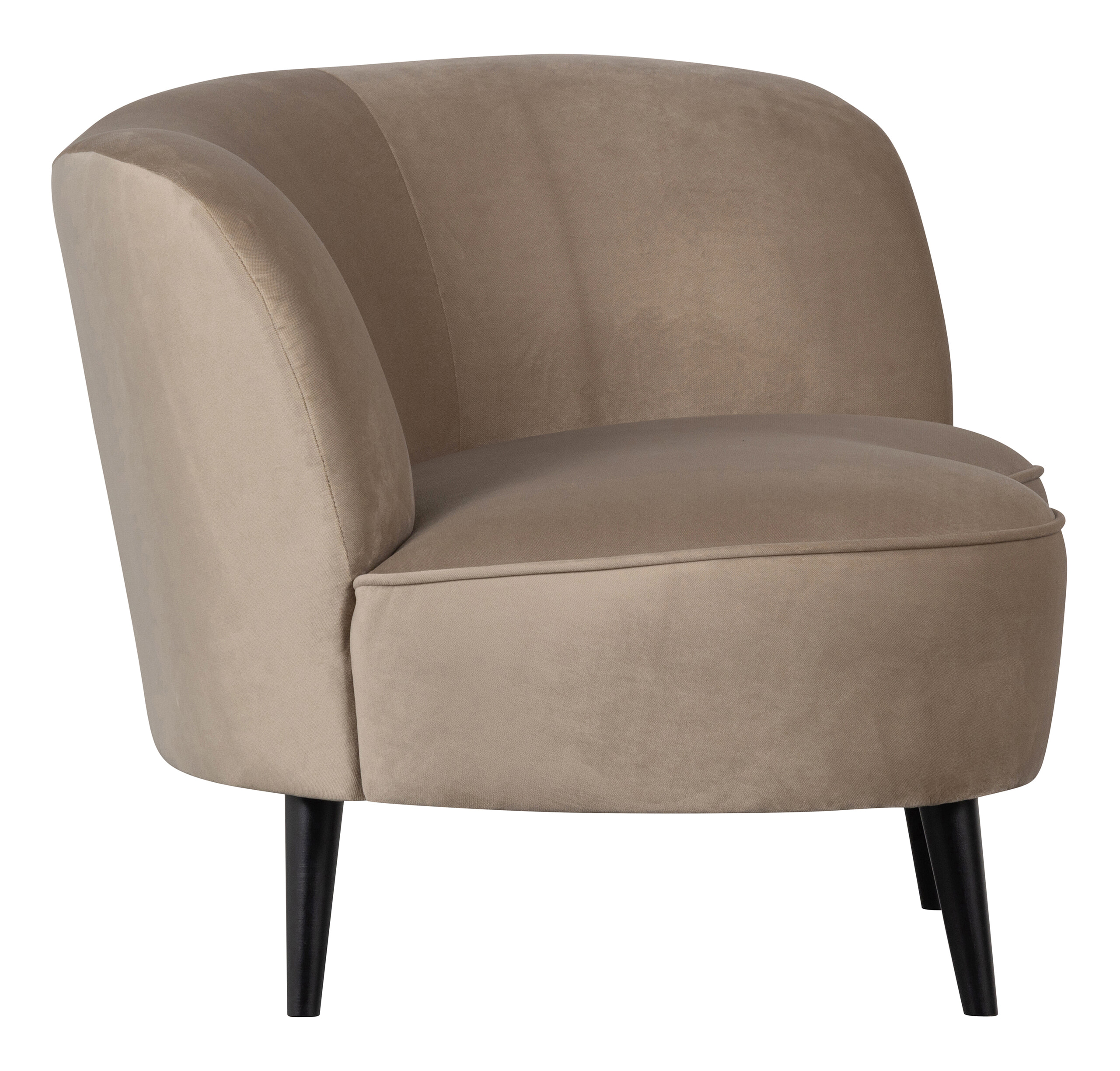 WOOOD Lounge Fauteuil 'Sara' Rechts, Velvet, kleur Khaki