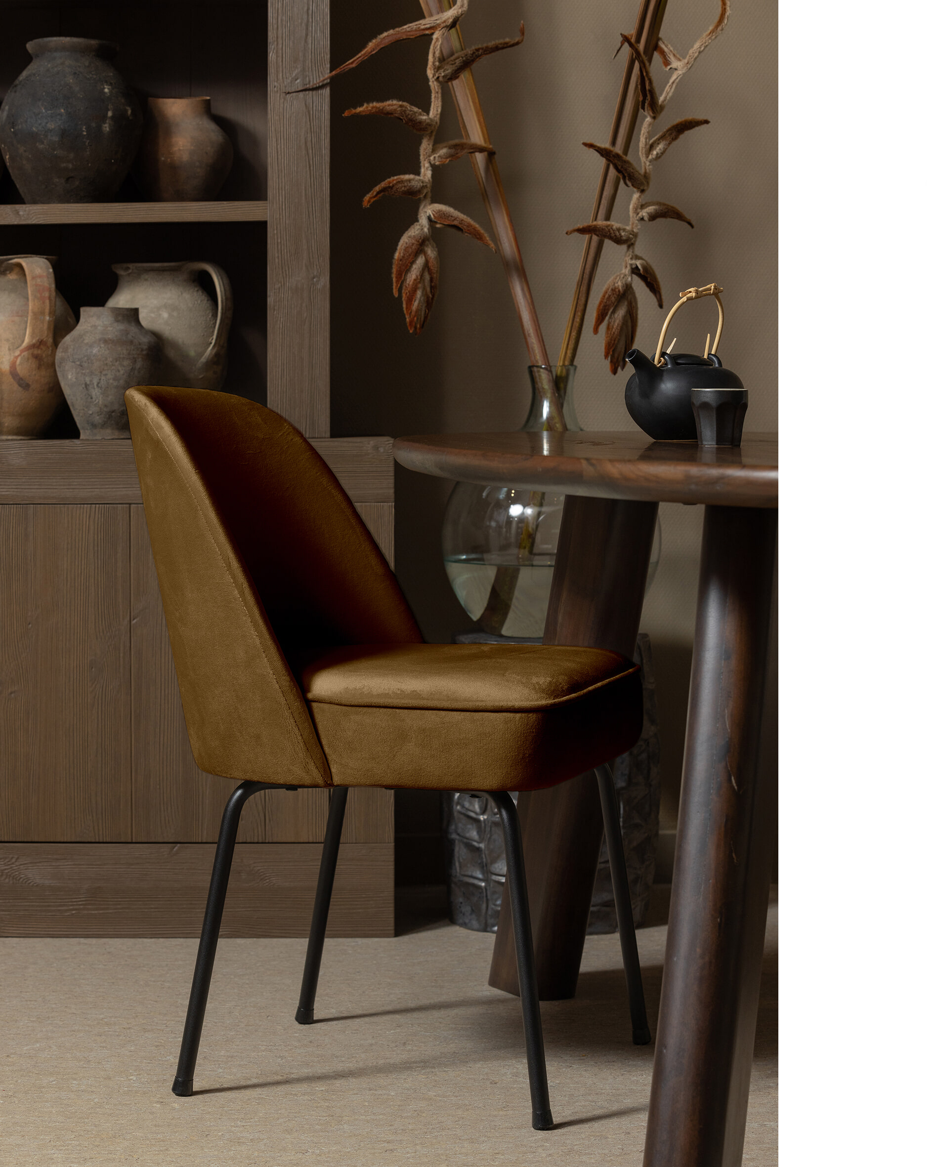 WOOOD Eetkamerstoel 'Vogue' Velvet, kleur Honing Geel