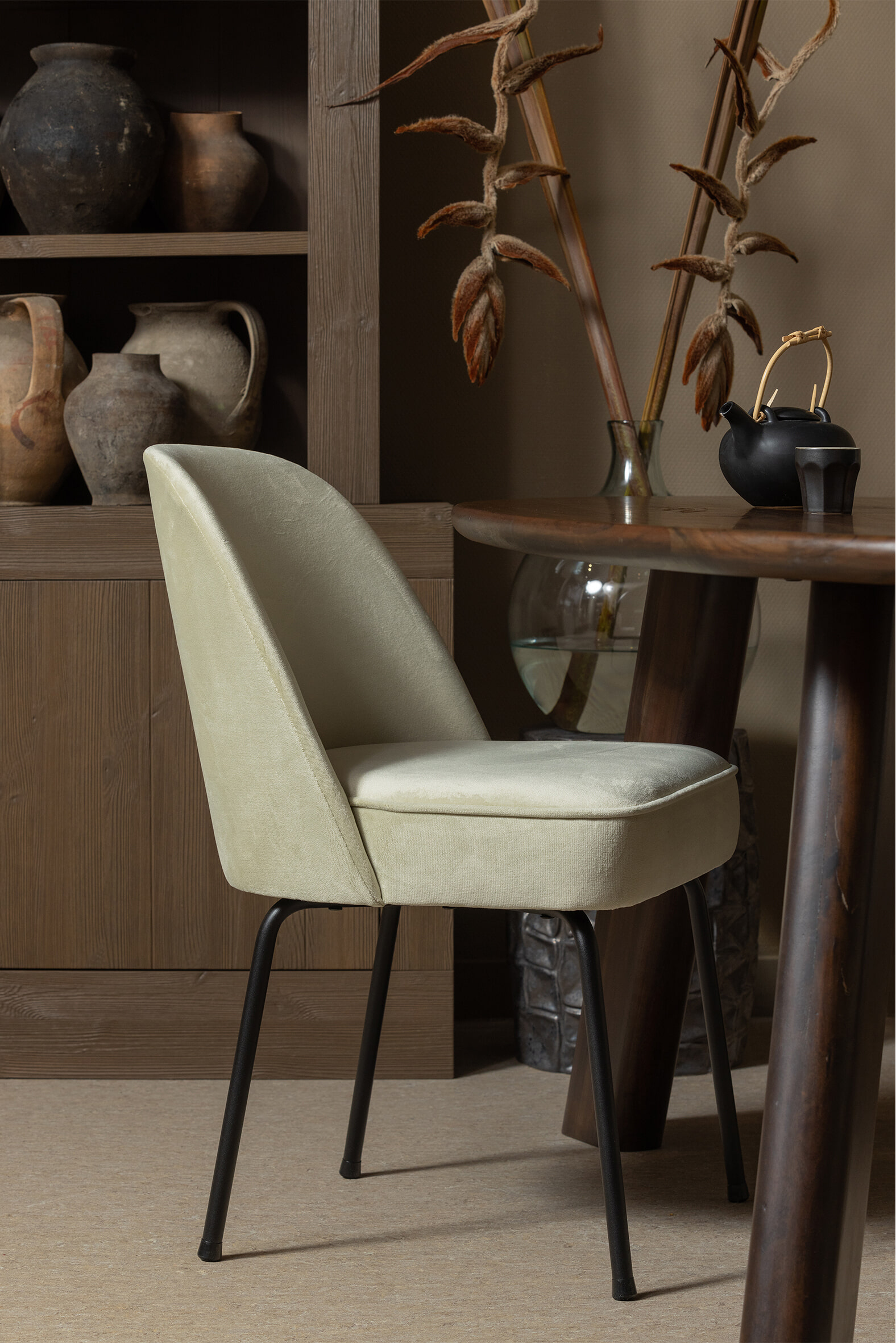 WOOOD Eetkamerstoel 'Vogue' Velvet, kleur Pistache