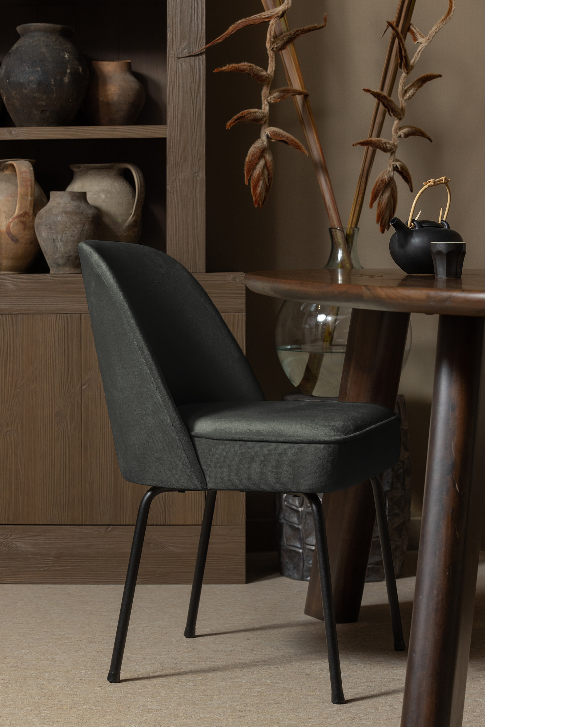 WOOOD Eetkamerstoel 'Vogue' Velvet, kleur Donkergroen