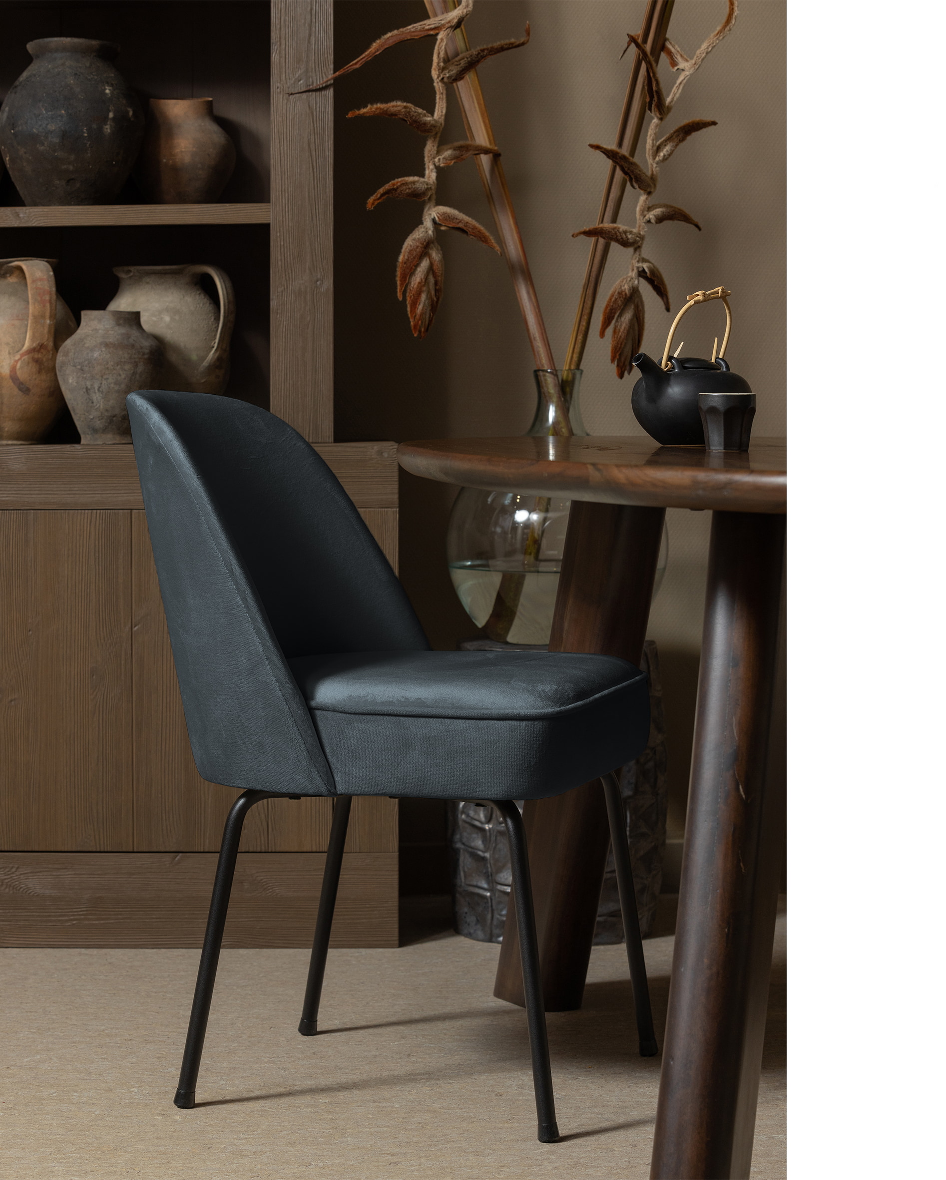 WOOOD Eetkamerstoel 'Vogue' Velvet, kleur Teal