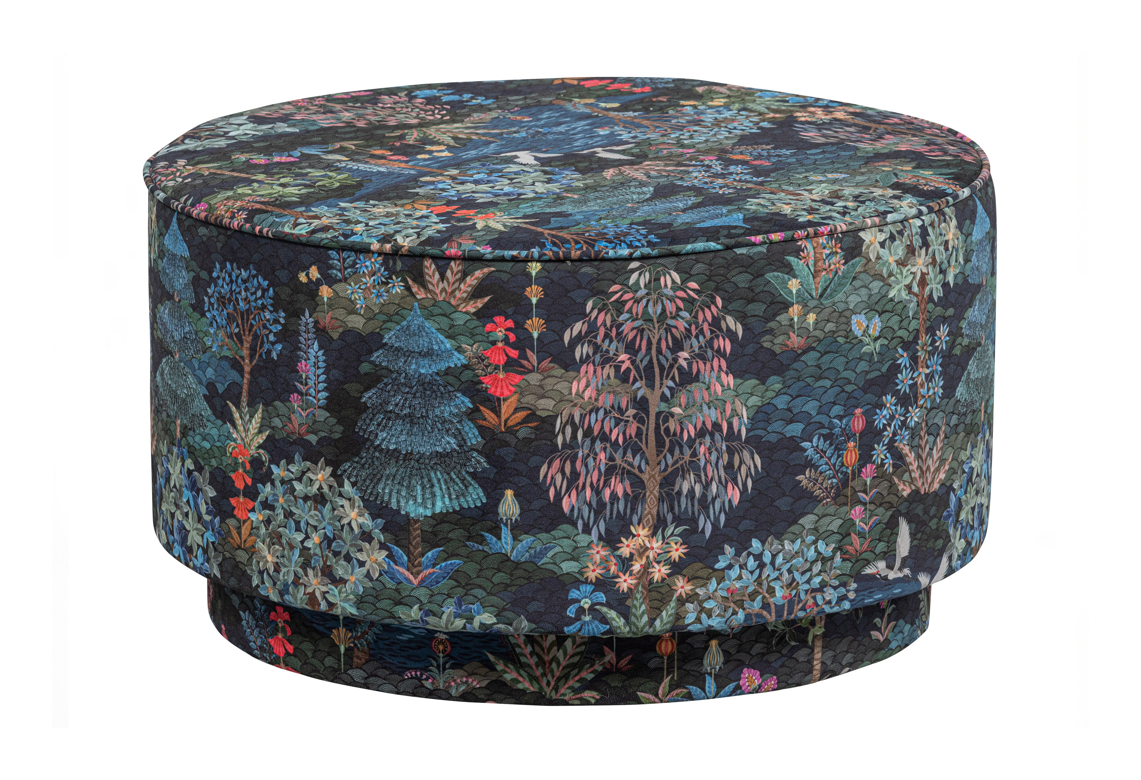 Pip Studio Poef 'Garden' Velvet, 60cm, kleur Blauw