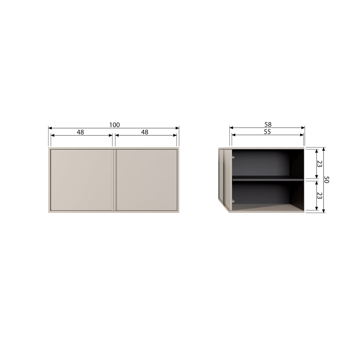 vtwonen Opbergkast 'Daily Closet' Double, 50 x 100cm, kleur Dakargrau