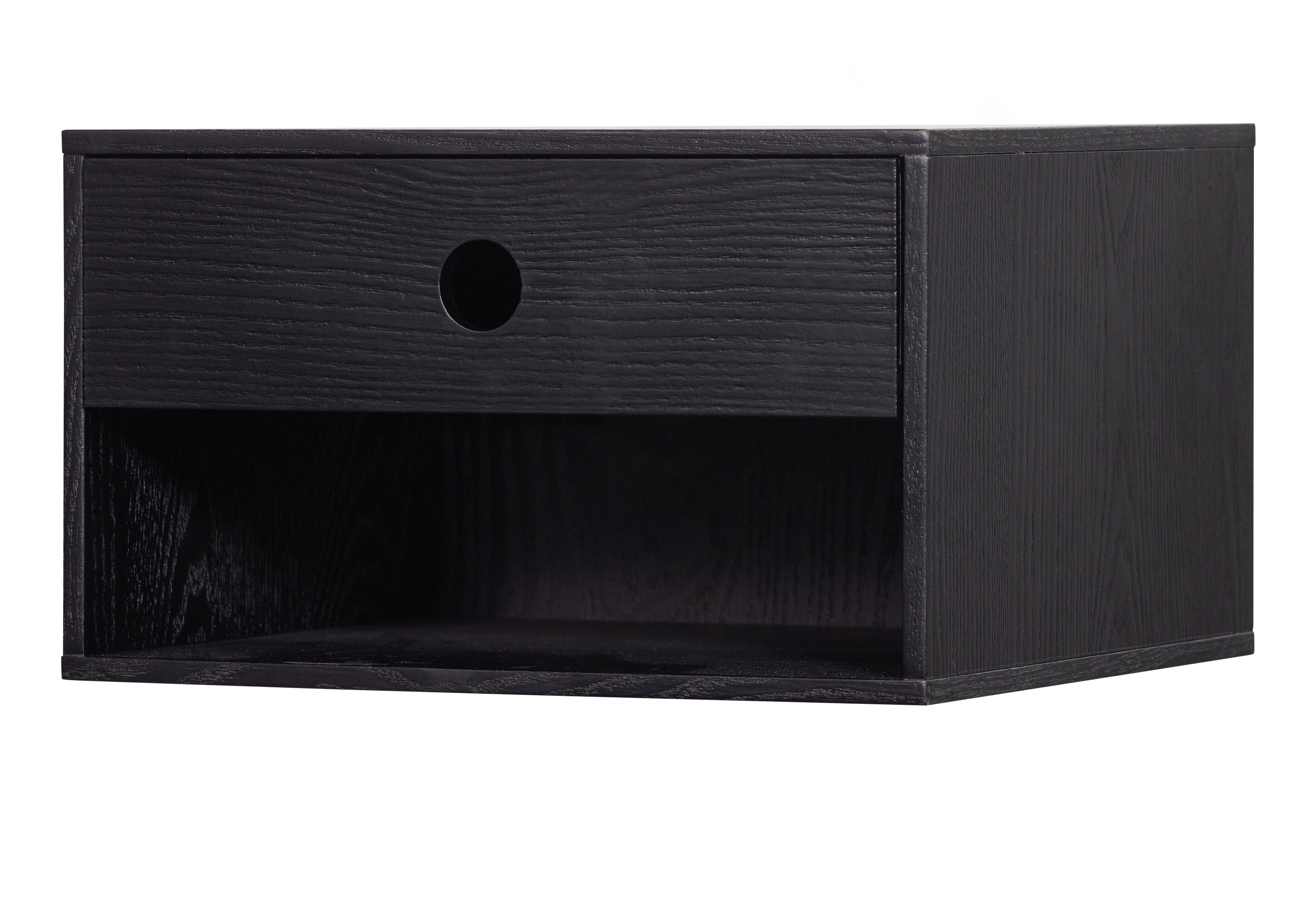 WOOOD Zwevend Nachtkastje 'Nancy' Met 1 lade, kleur Zwart