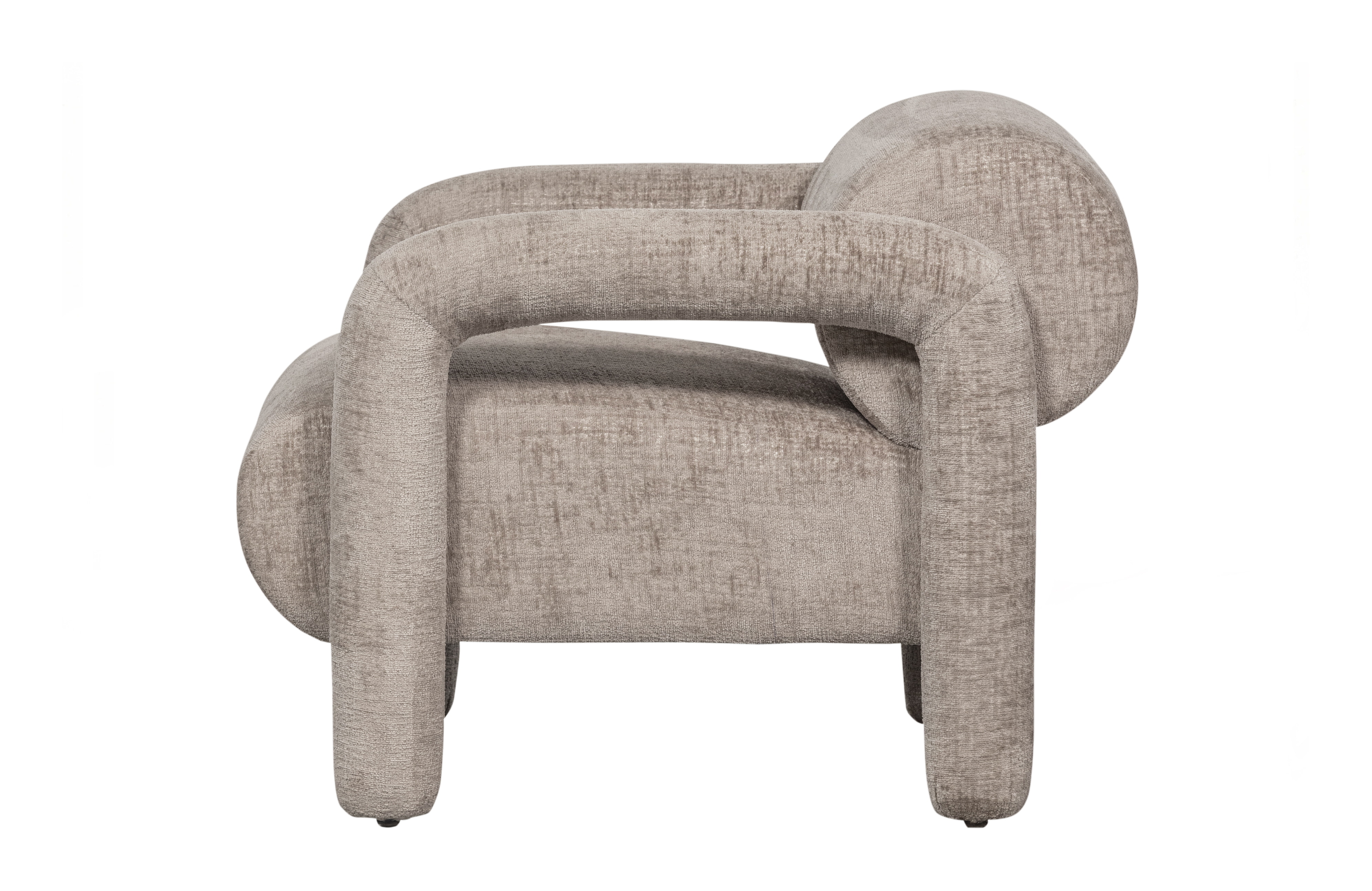 WOOOD Fauteuil 'Lenny' Structure Velvet, kleur Zand