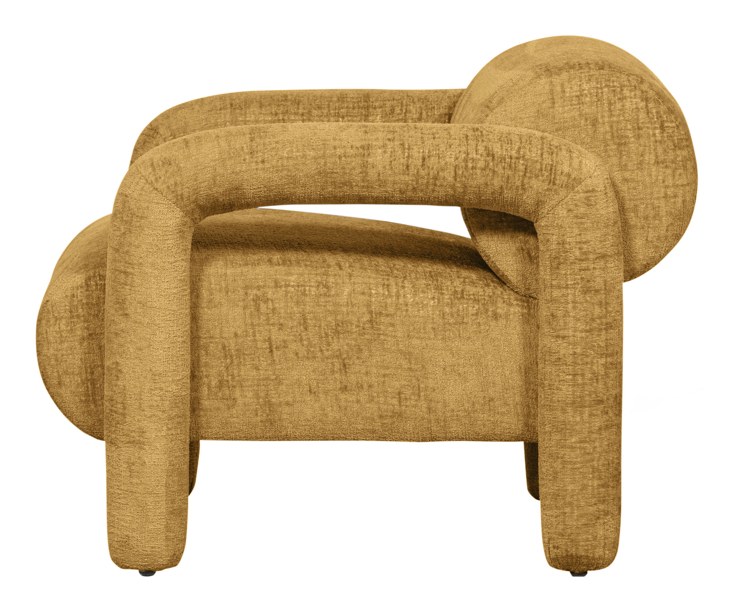 WOOOD Fauteuil 'Lenny' Structure Velvet, kleur Goudgeel