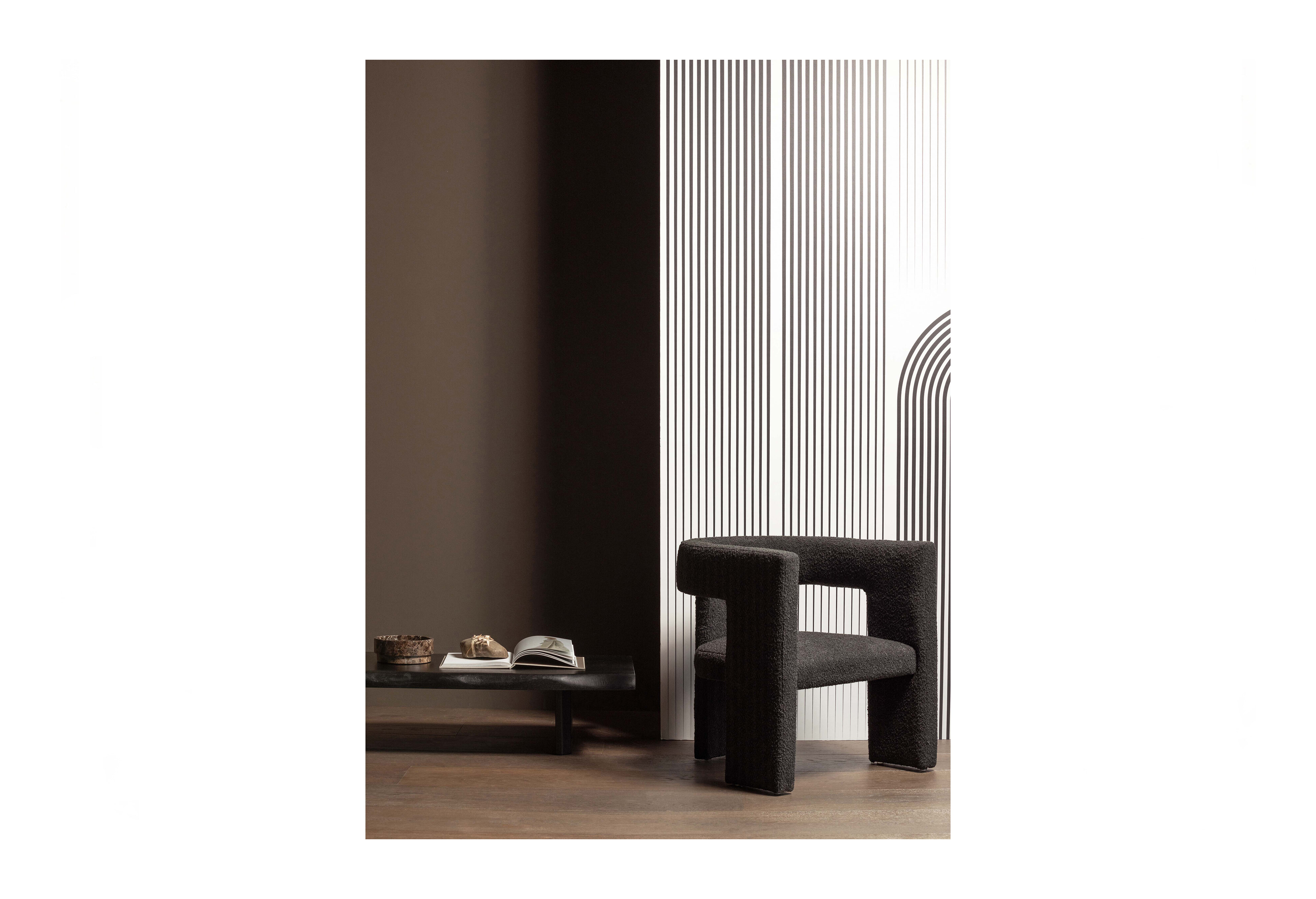 WOOOD Fauteuil 'Tiwa' Bouclé, kleur Donkergrijs