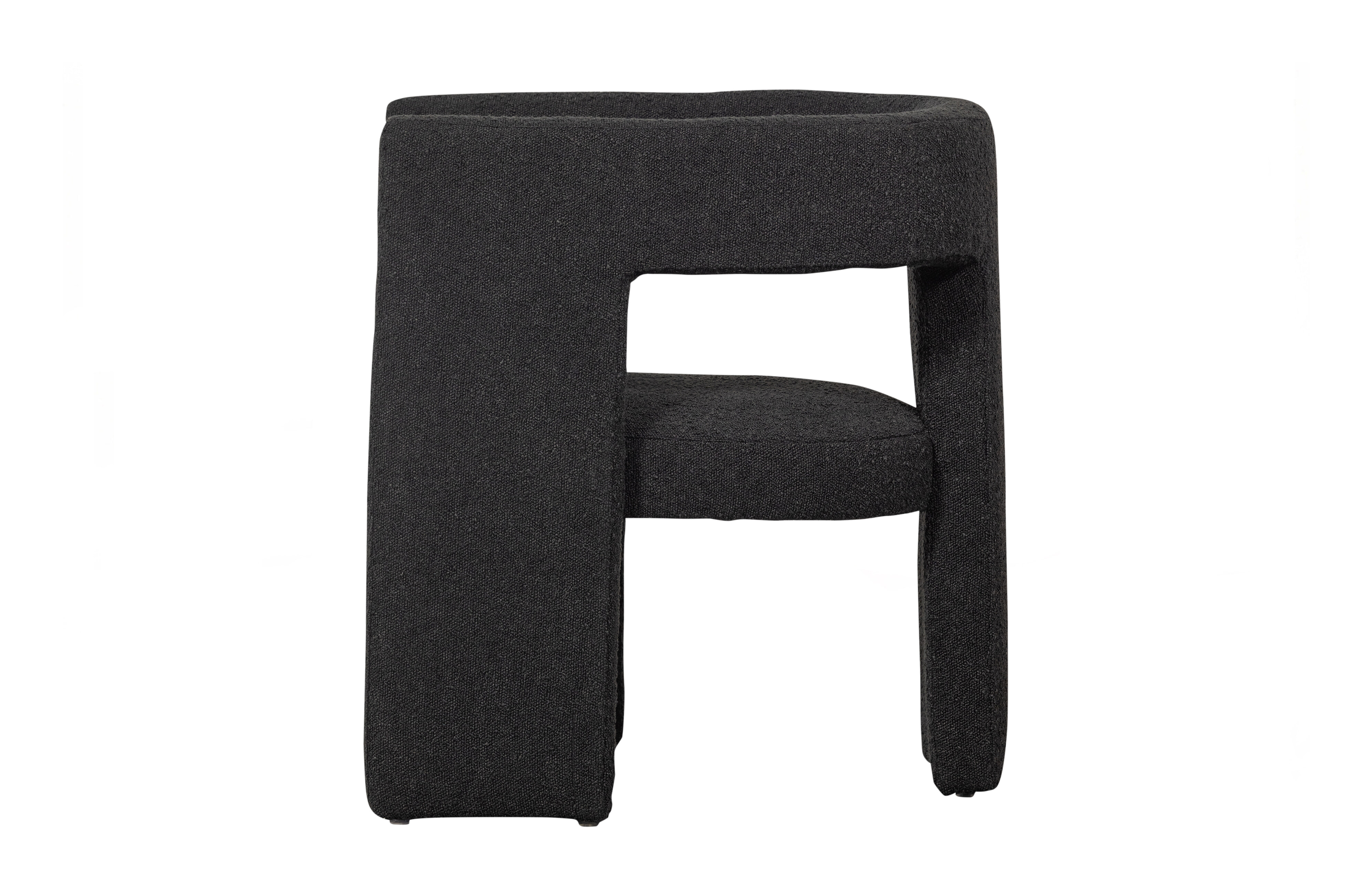 WOOOD Fauteuil 'Tiwa' Bouclé, kleur Donkergrijs