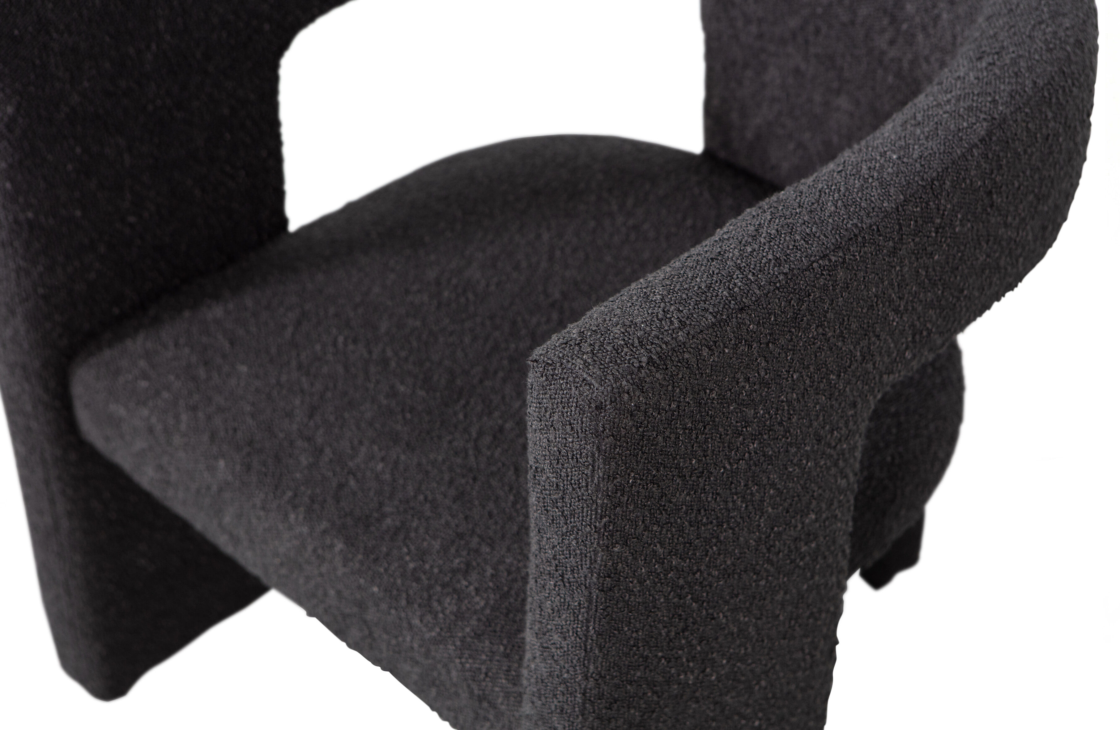 WOOOD Fauteuil 'Tiwa' Bouclé, kleur Donkergrijs