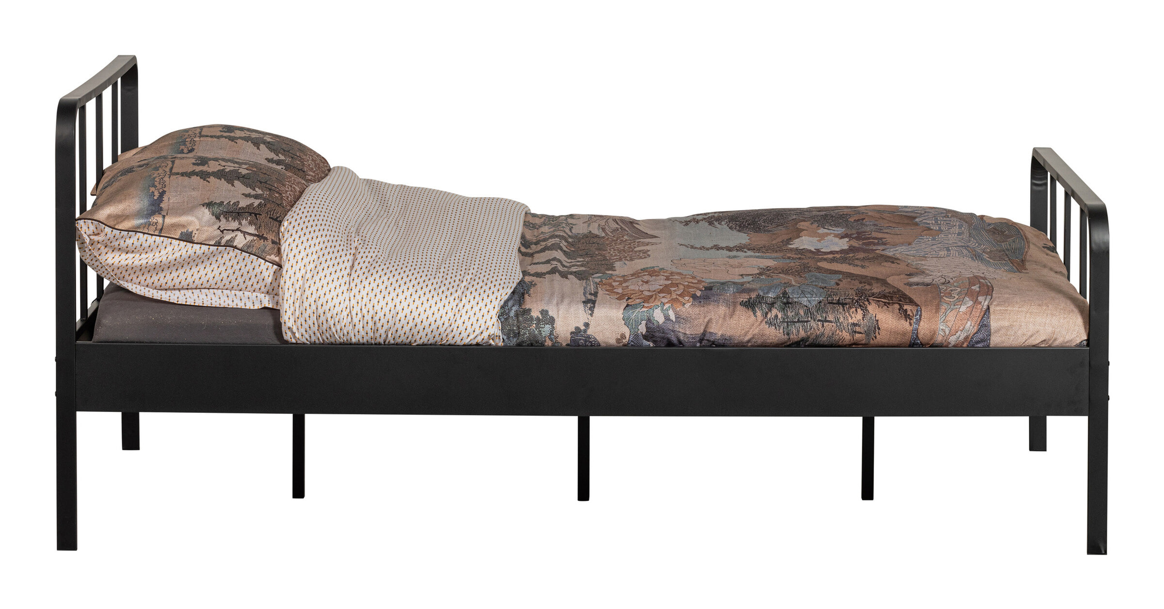 WOOOD Bed 'Mees' Staal, 120 x 200cm, kleur Zwart