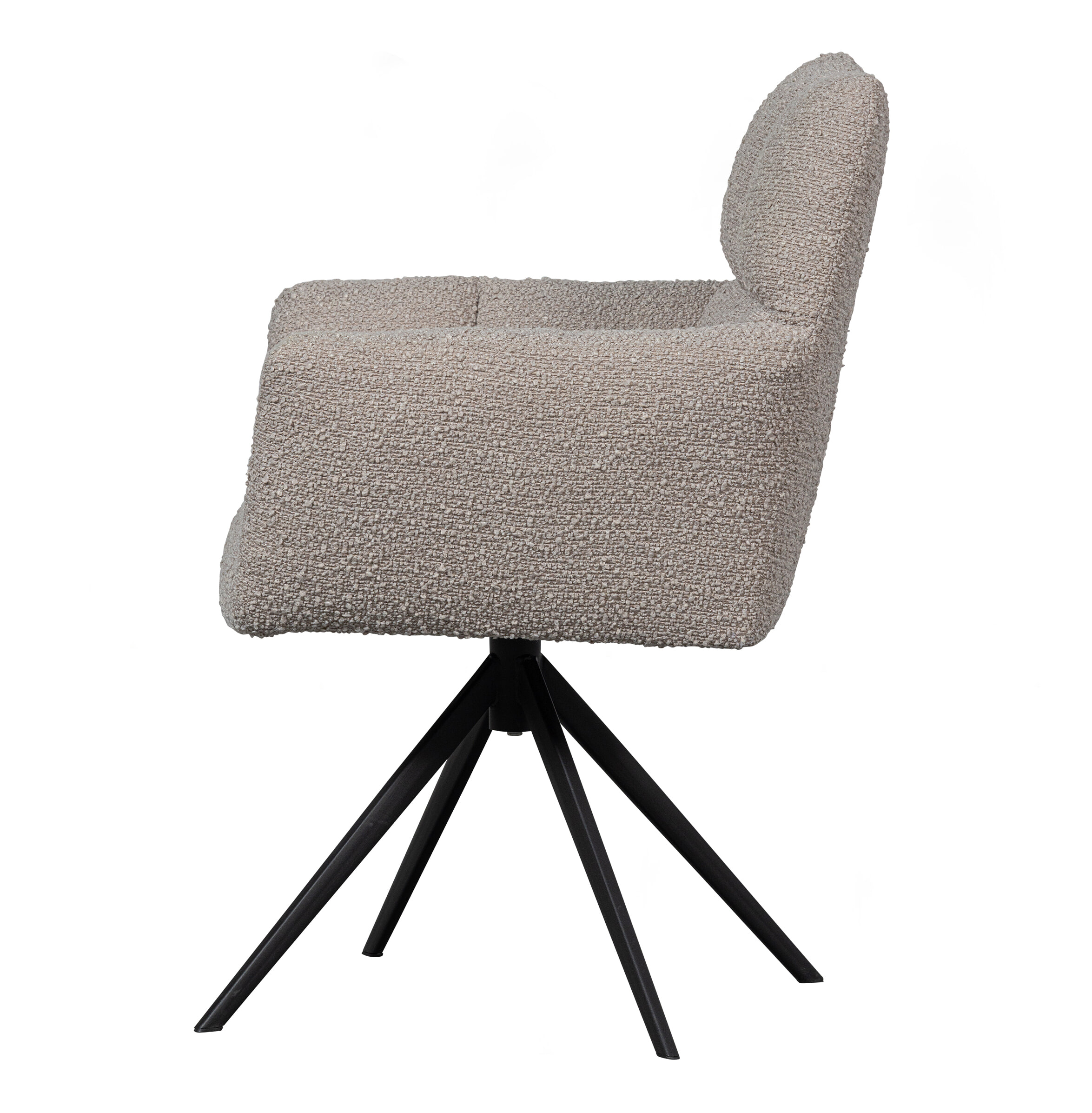 WOOOD Draaibare Eetkamerstoel 'Vinny' Bouclé met armleuning, kleur Zand