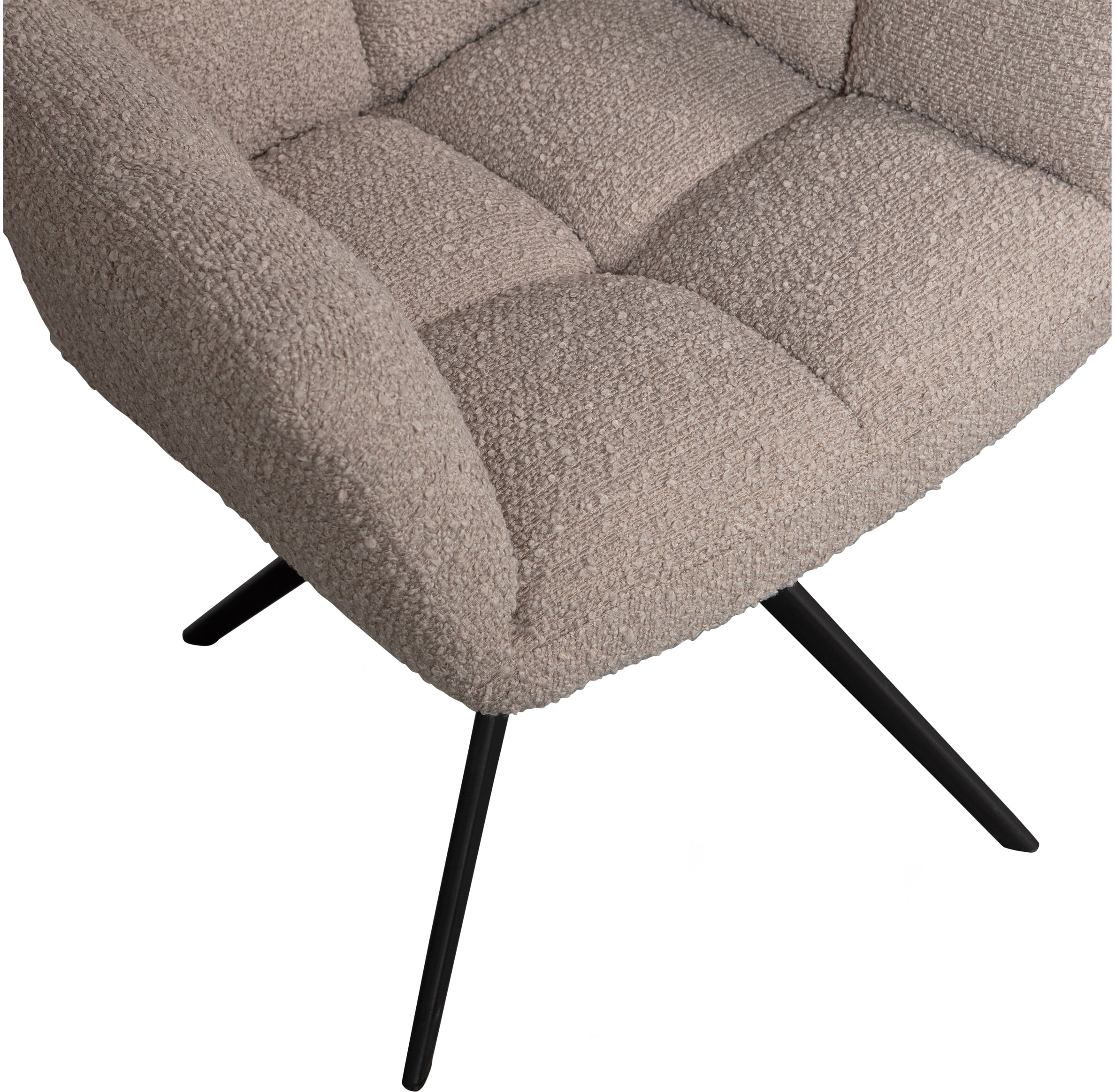 WOOOD Draaibare Eetkamerstoel 'Vinny' Bouclé met armleuning, kleur Zand