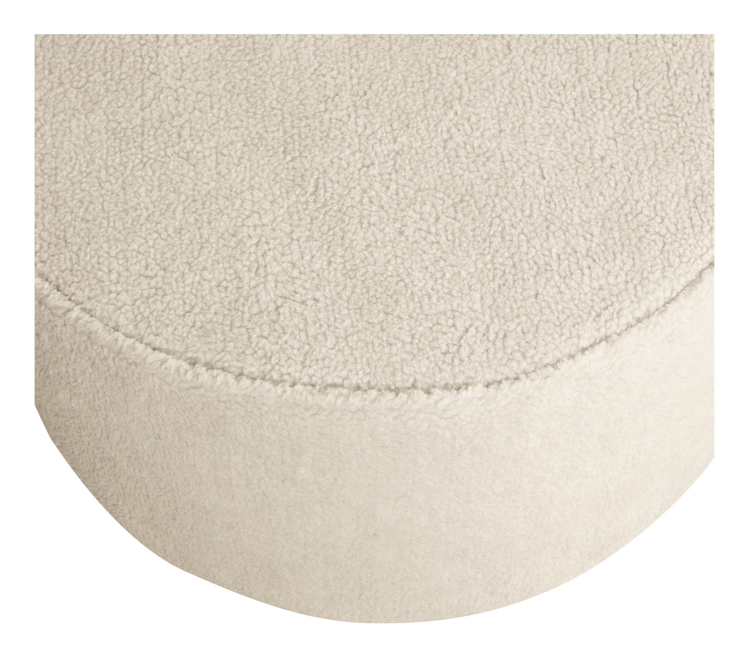 WOOOD Poef 'Sara' Laag, Bouclé, kleur Crème