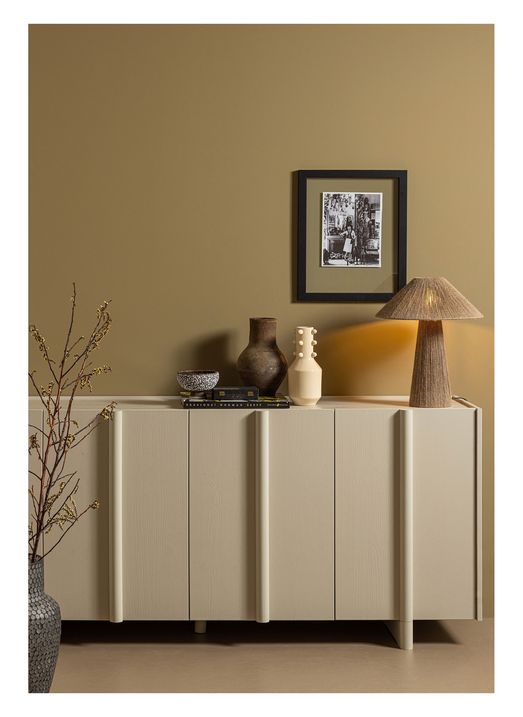 WOOOD Dressoir 'Basu' Grenen, 200cm, kleur Dust