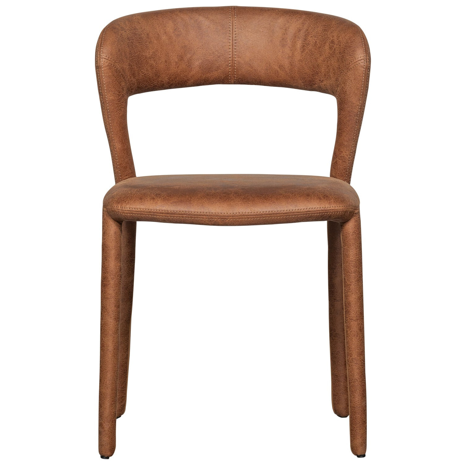 WOOOD Eetkamerstoel 'Noble' Lederlook, kleur Cognac