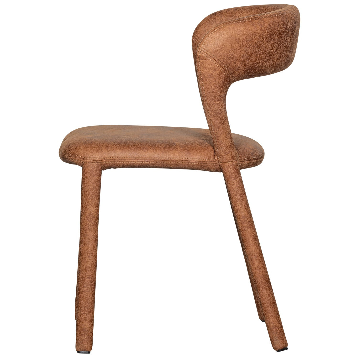WOOOD Eetkamerstoel 'Noble' Lederlook, kleur Cognac