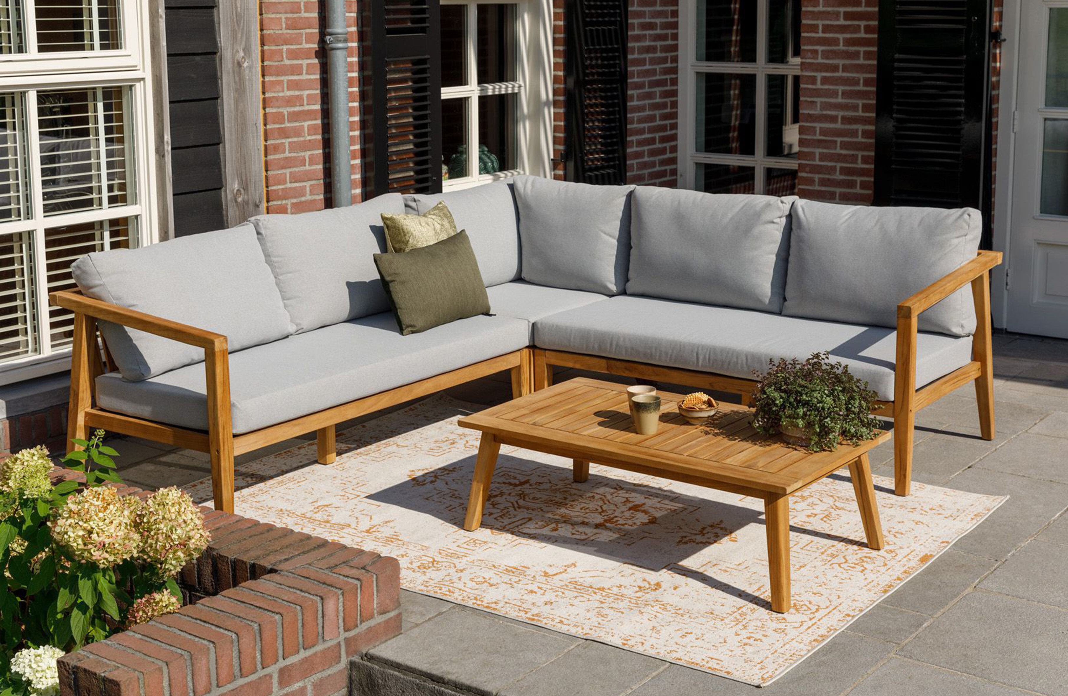 WOOOD Hoek Loungeset 'Lucca' Teakhout