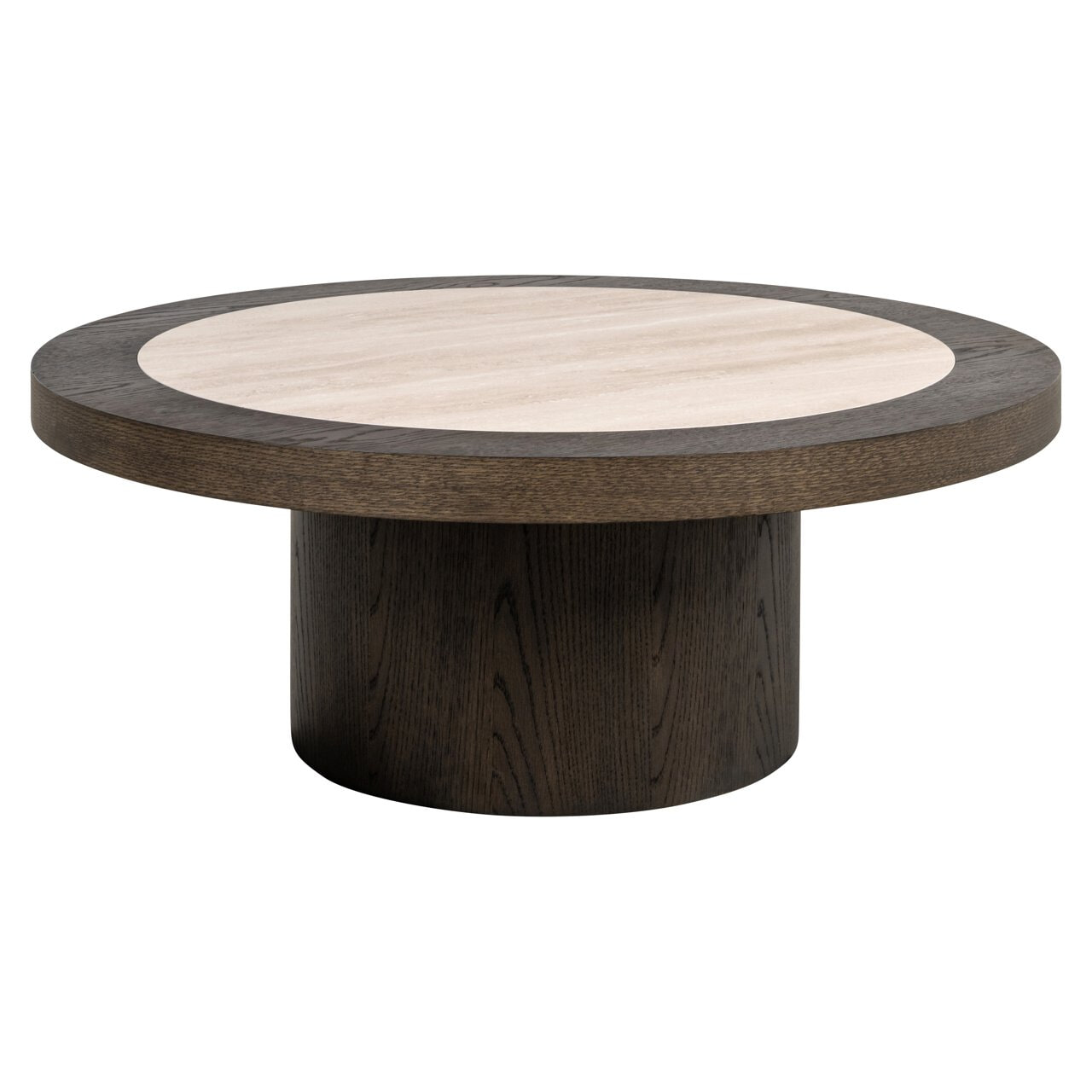 Richmond Ronde Salontafel 'Nando' Travertinlook en eiken, 100cm