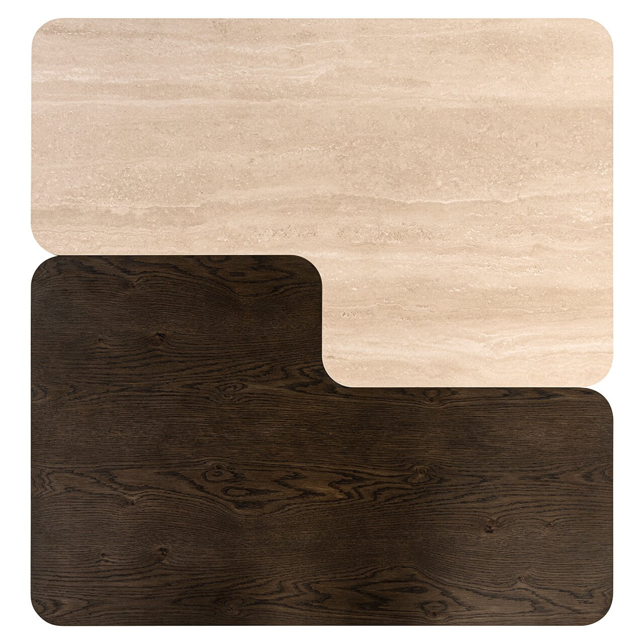 Richmond Salontafel 'Nando' Travertinlook en eiken, Set van 2 stuks