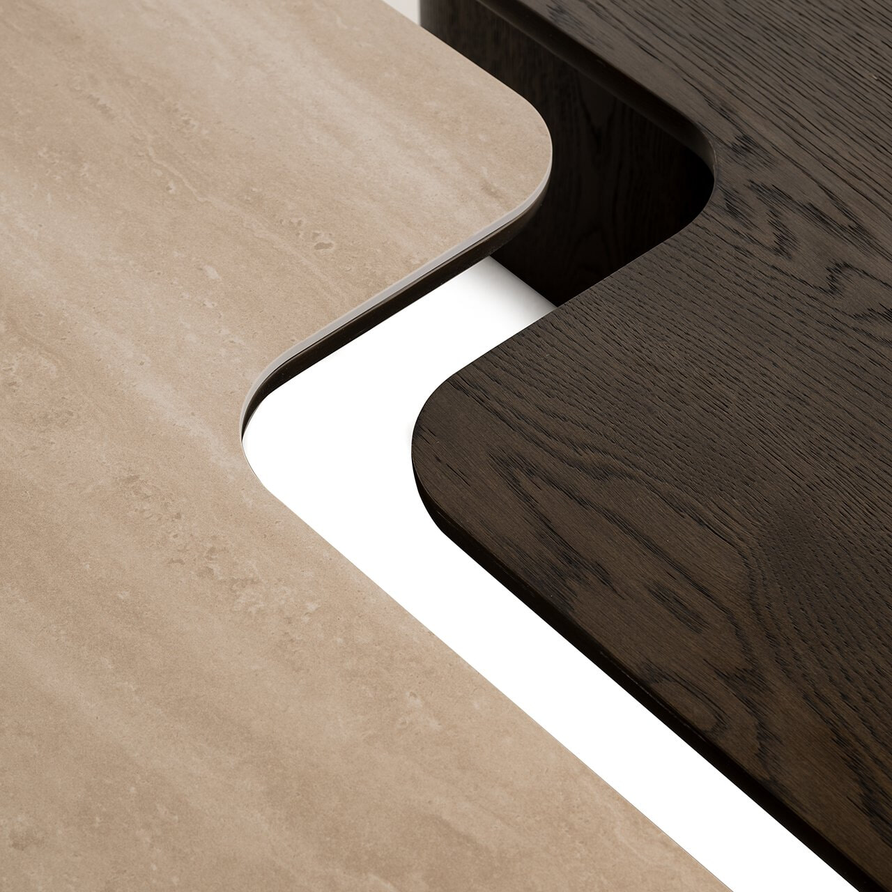 Richmond Salontafel 'Nando' Travertinlook en eiken, Set van 2 stuks