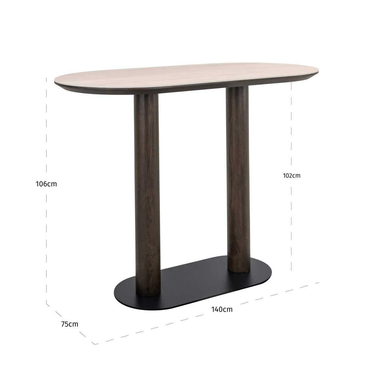 Richmond Ovale Bartafel 'Ritz' Travertin en eiken, 140 x 75cm