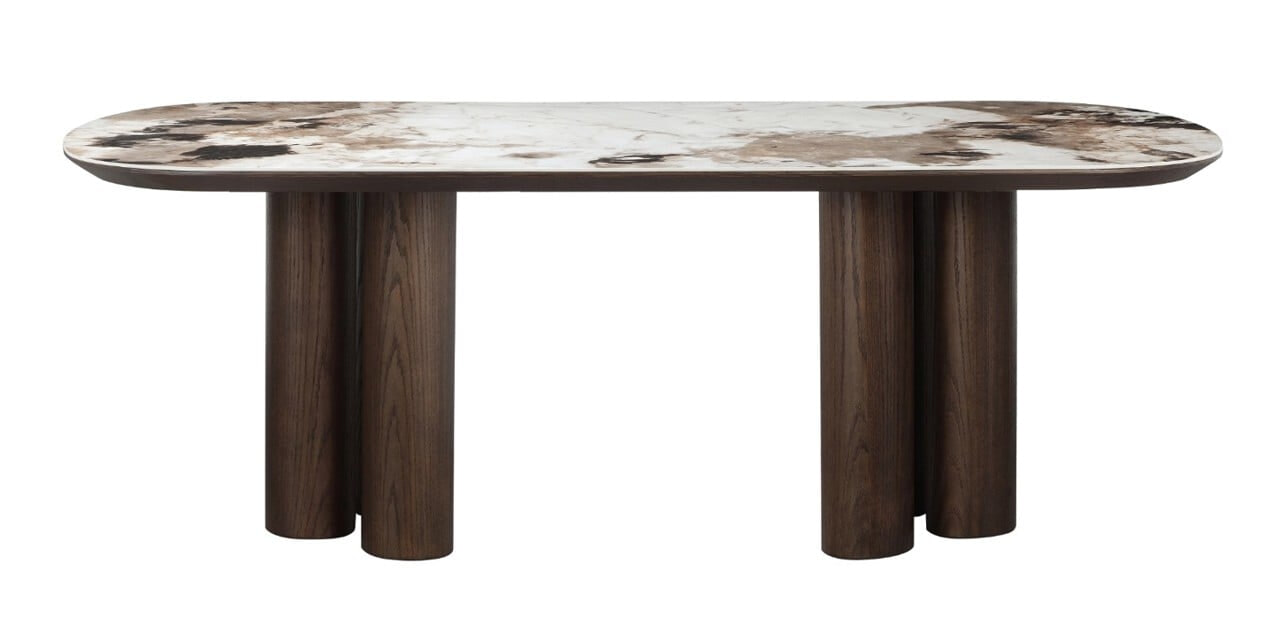Richmond Interiors Richmond Deens Ovale Eettafel Langford Marmerlook en eiken, 230 x 110cm - Bruin
