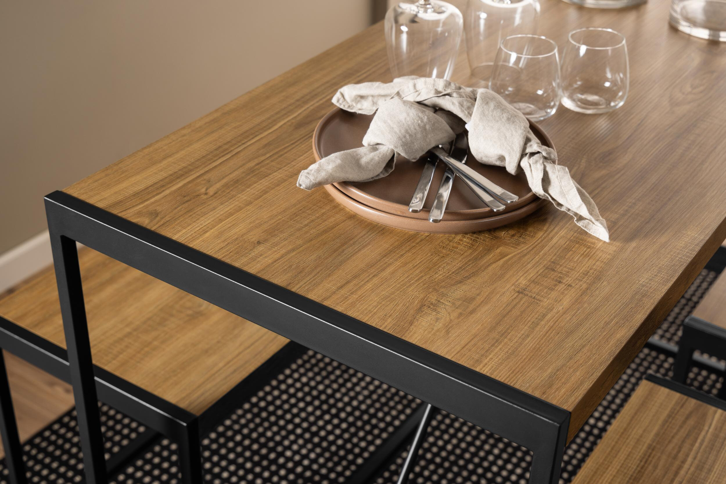 Bendt Bartafel set 'Deryk' Eikenlook, Met 2 barstoelen en bankje