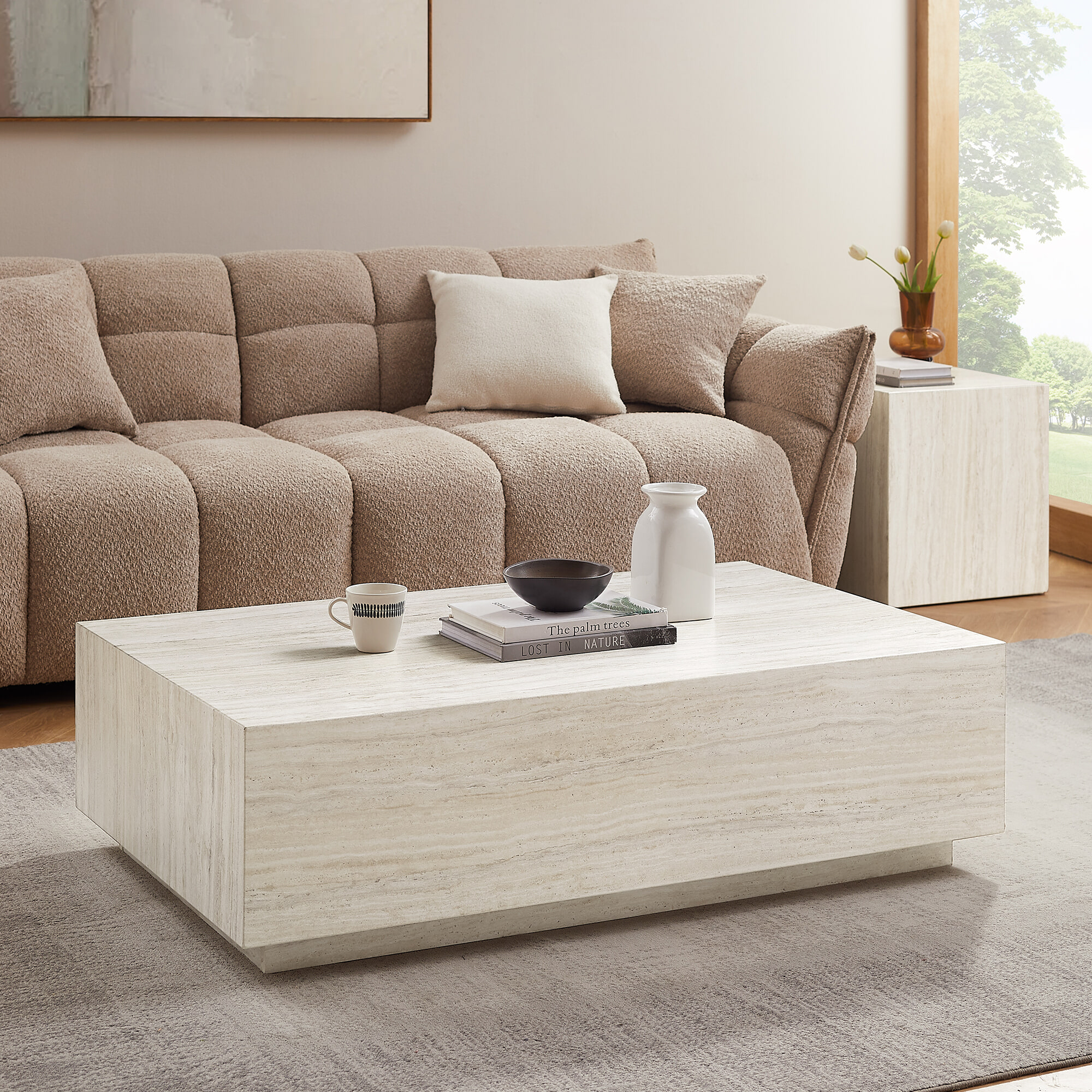 Artistiq Salontafel Helder Travertinlook, 120 x 75cm - Beige