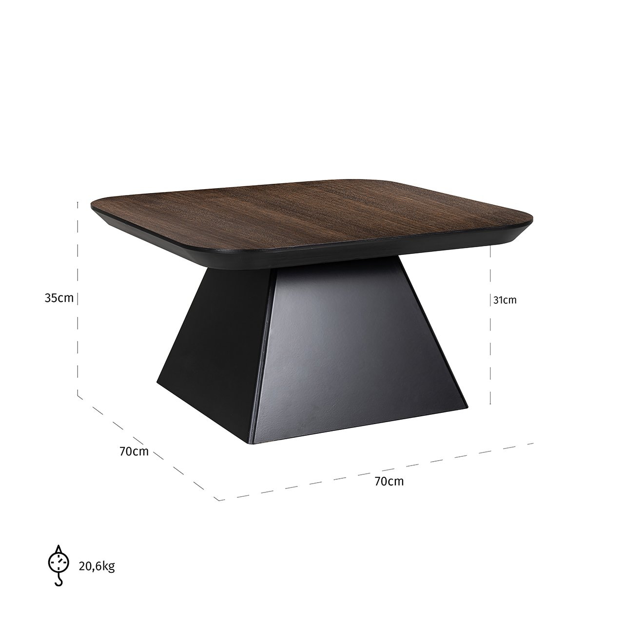 Richmond Vierkante Salontafel 'Bonvoy' Eiken, 70 x 70cm