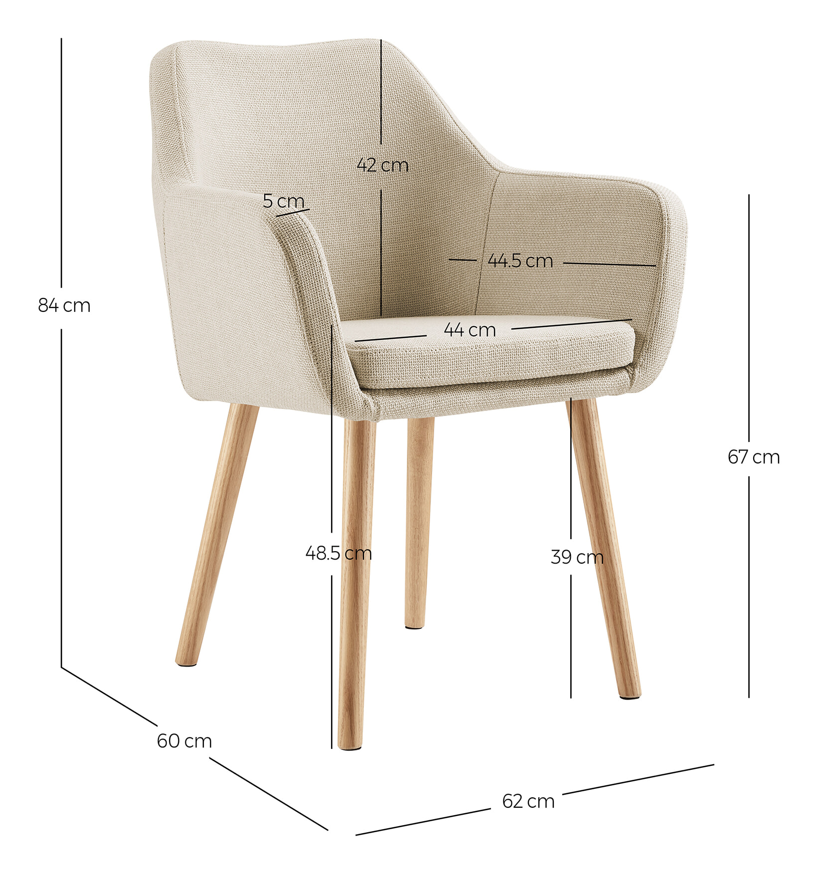 Artistiq Eetkamerstoel 'Jua' Stof, kleur Beige