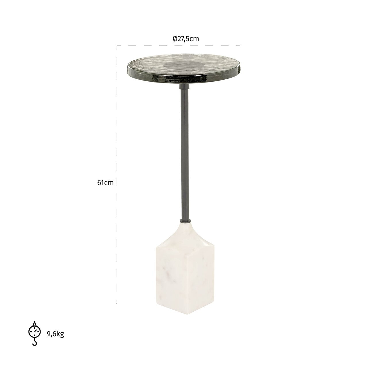 Richmond Bijzettafel 'Aurora' Glas en marmer, Ø27cm