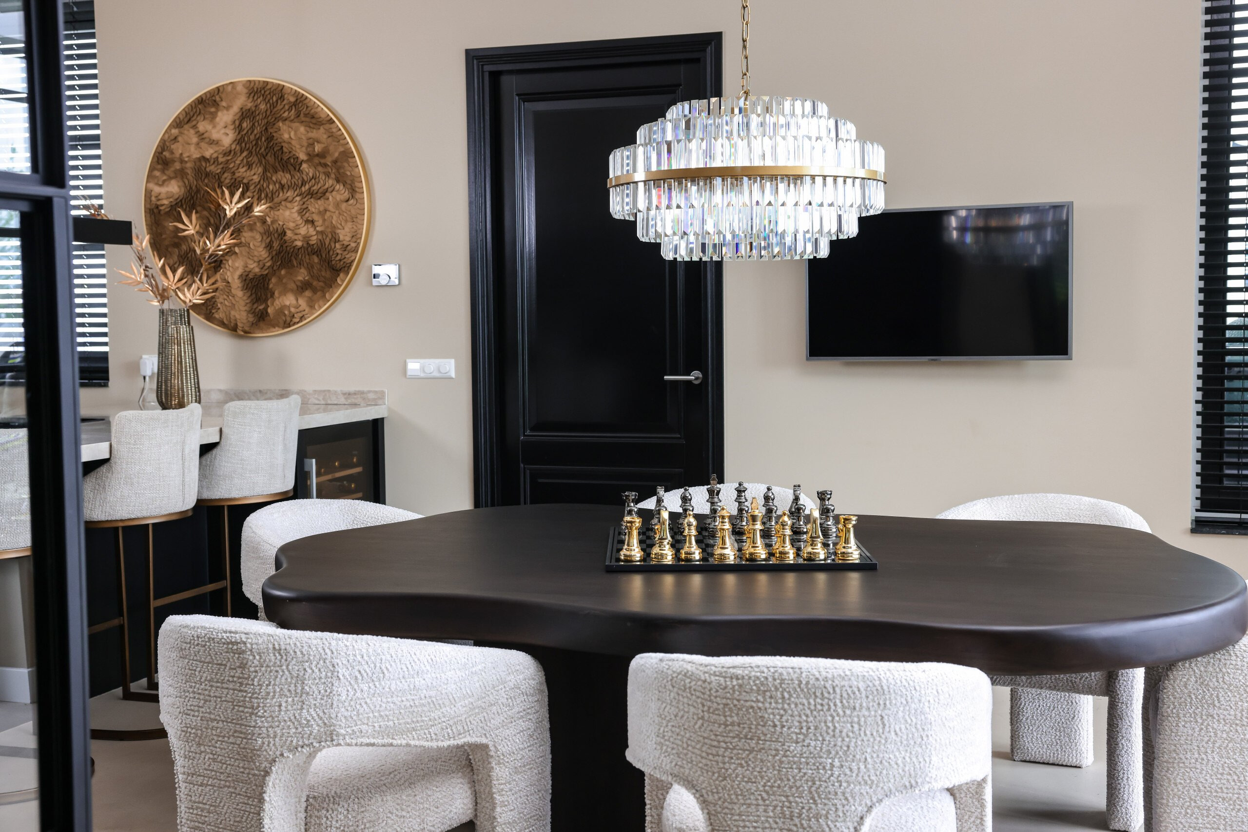 Richmond Hanglamp 'Desire' Crystal, 80cm, kleur Brushed Gold