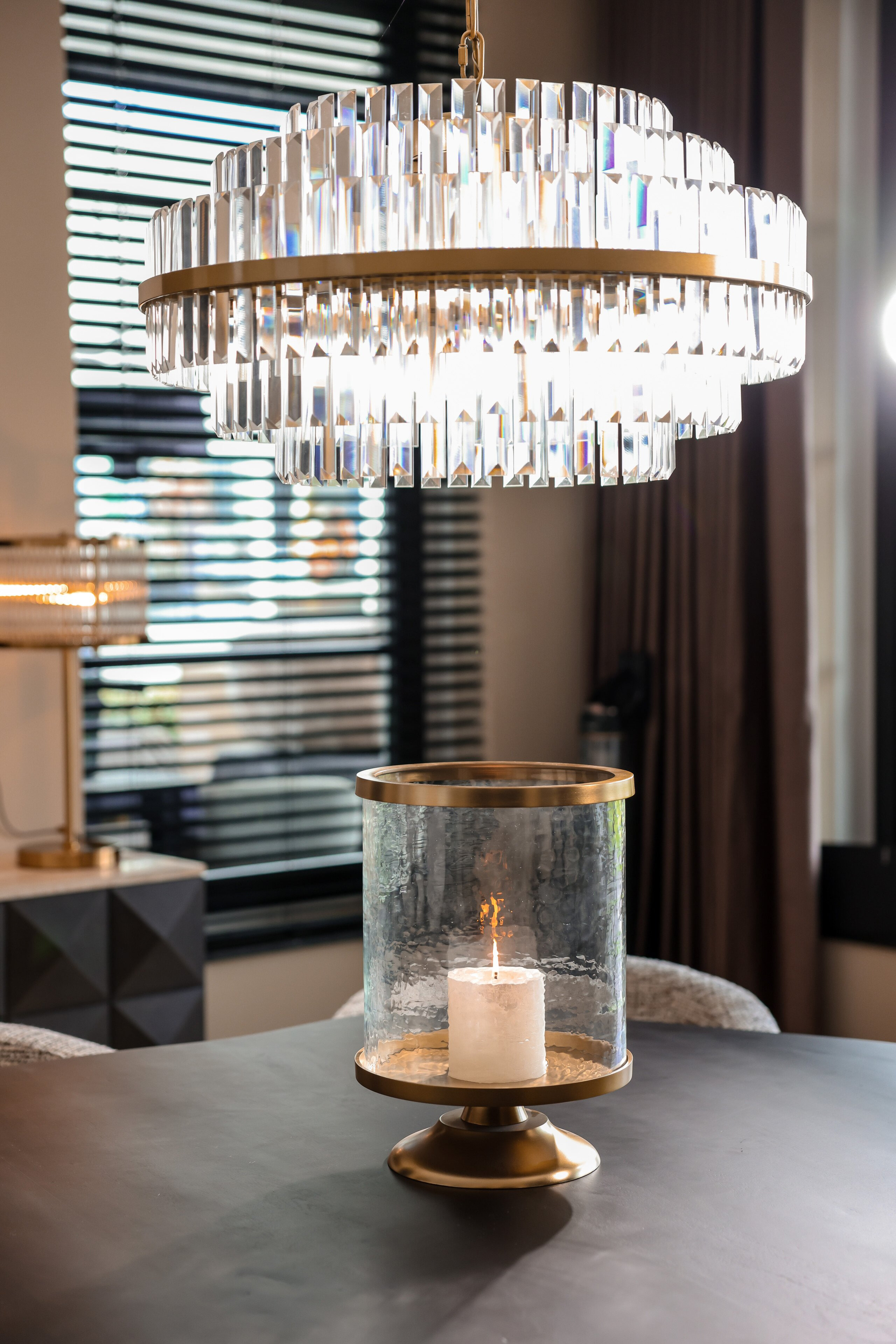 Richmond Hanglamp 'Desire' Crystal, 80cm, kleur Brushed Gold